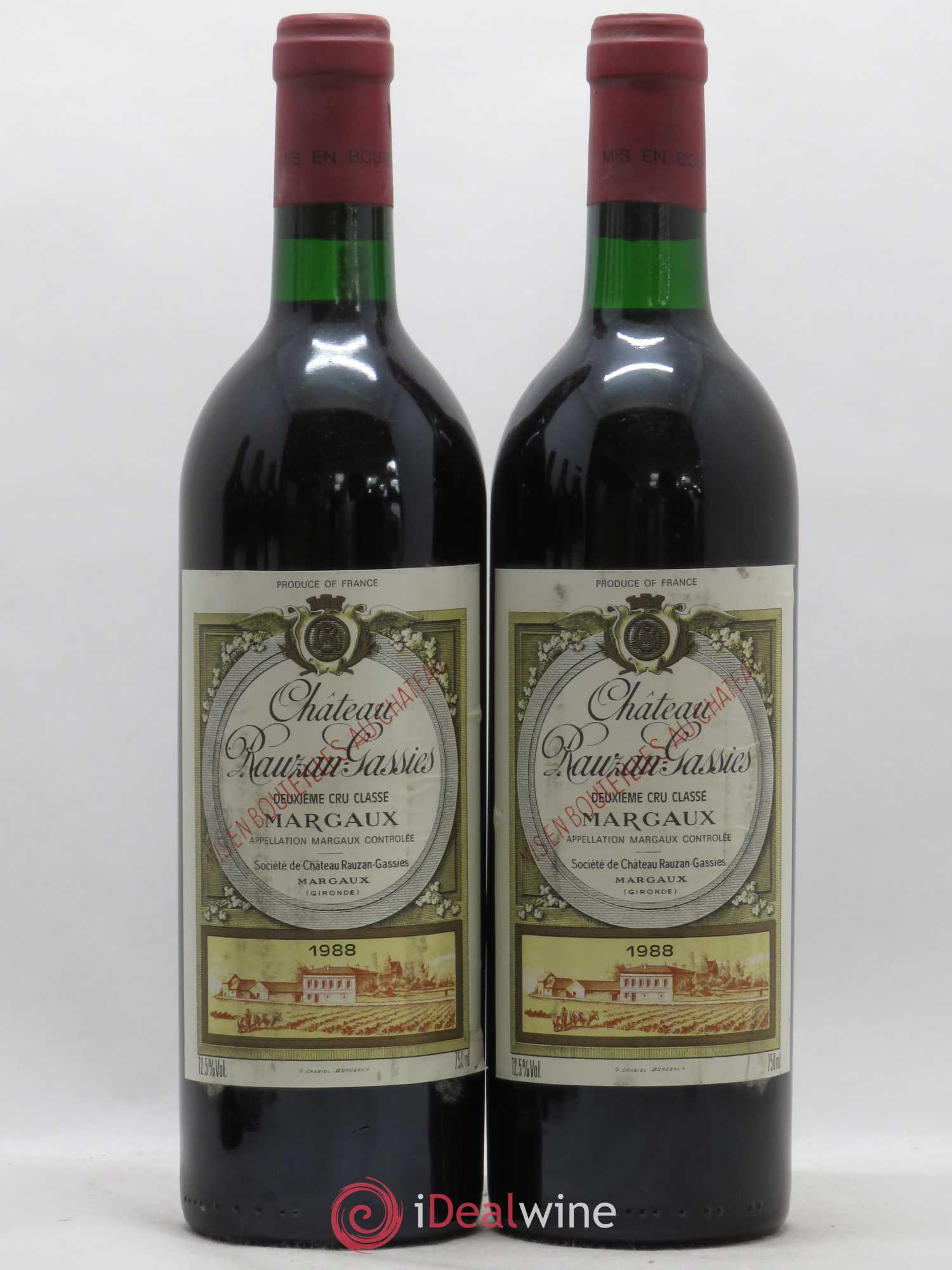 Château Rauzan-Gassies 2ème Grand Cru Classé 1988 - Lot de 5 bouteilles - 2