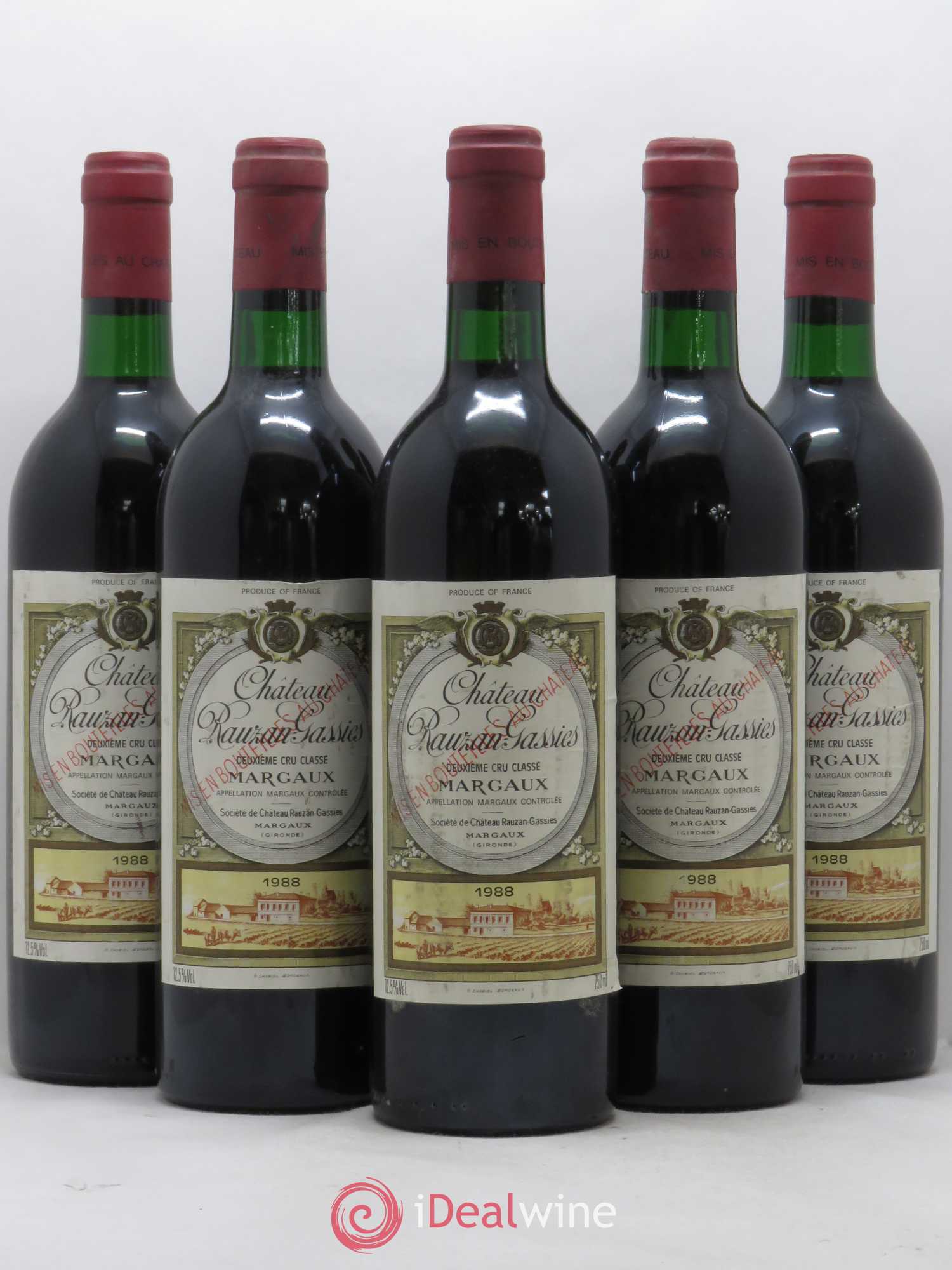 Château Rauzan-Gassies 2ème Grand Cru Classé 1988 - Lot de 5 bouteilles - 0