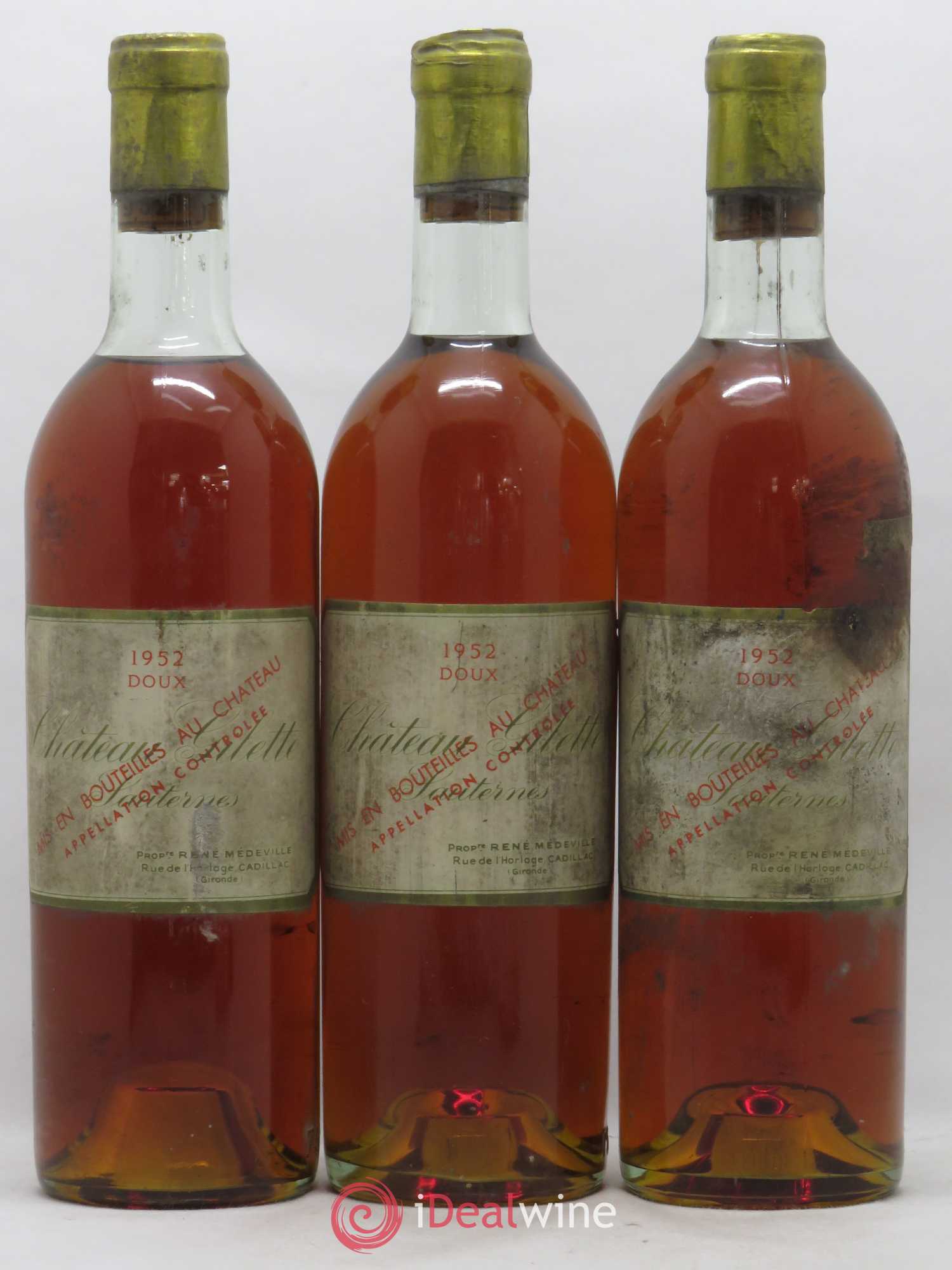 Château Gilette 1952 - Lotto di 3 bottiglie - 0