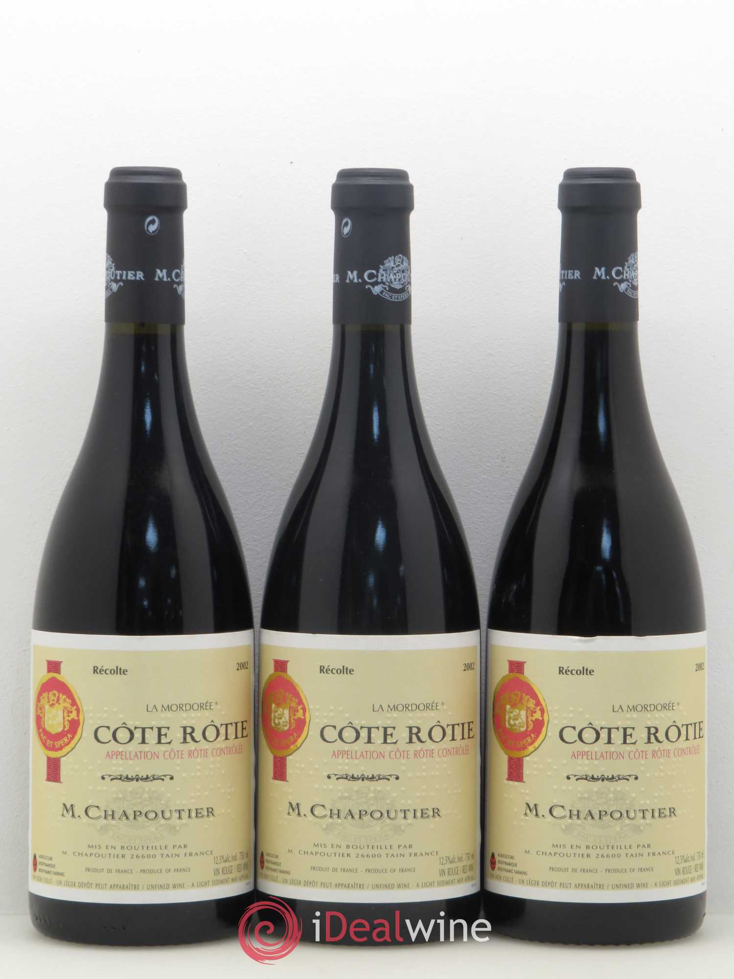 Côte-Rôtie La Mordorée Chapoutier (sans prix de réserve) 2002 - Lot de 3 bouteilles - 0