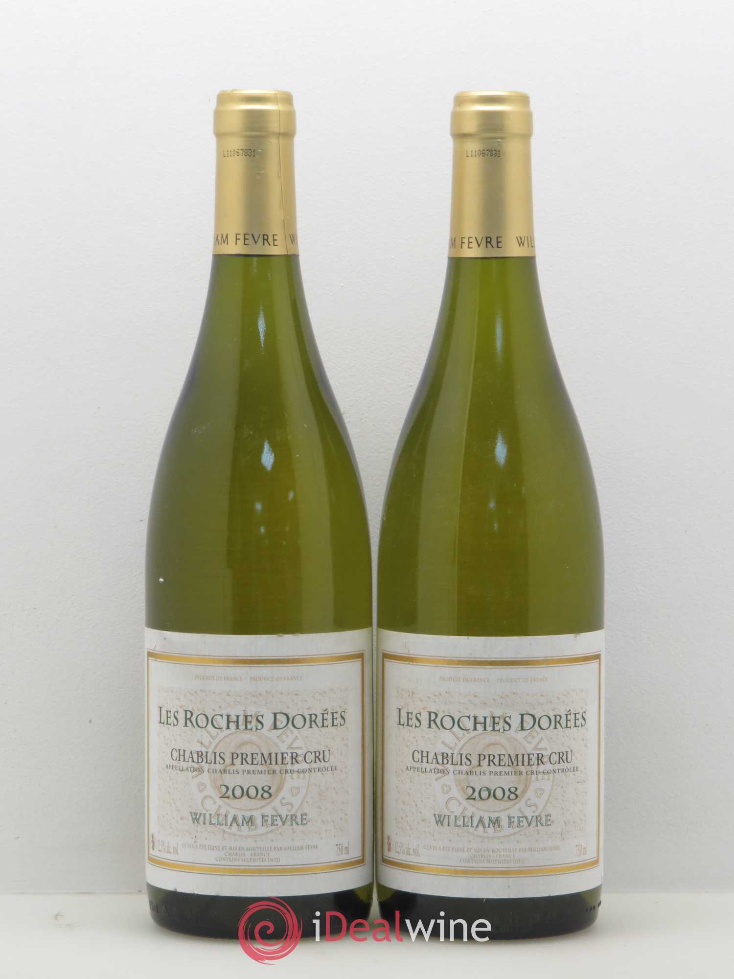 Chablis 1er Cru Les Roches Dorées Fèvre (sans prix de réserve) 2008 - Posten von 2 Flaschen - 0