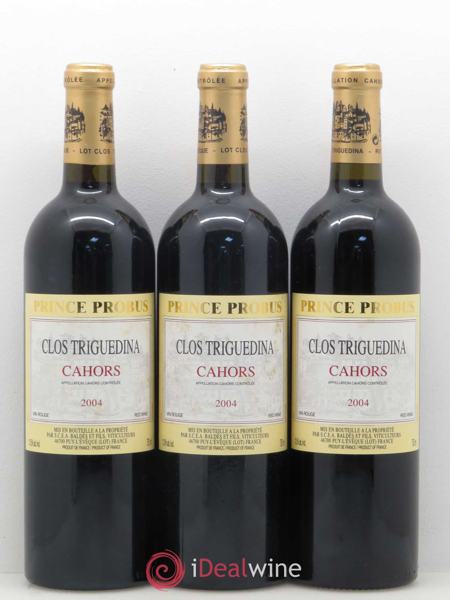 Cahors Clos Triguedina Probus Jean-Luc Baldès 2004 - Lot de 3 bouteilles - 0