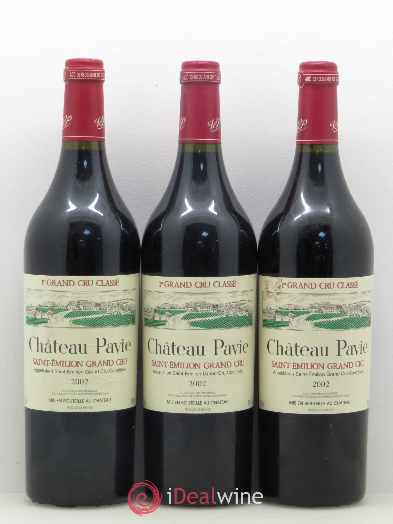 Château Pavie 1er Grand Cru Classé A 2002 - Lot de 3 bouteilles - 0