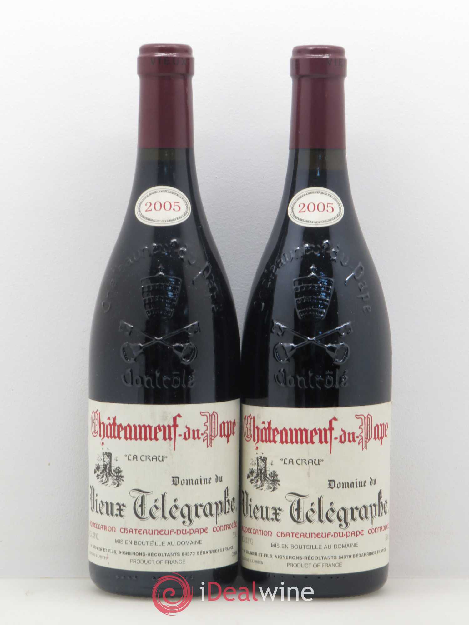Châteauneuf-du-Pape Vieux Télégraphe (Domaine du) Vignobles Brunier 2005 - Lot de 2 bouteilles - 0