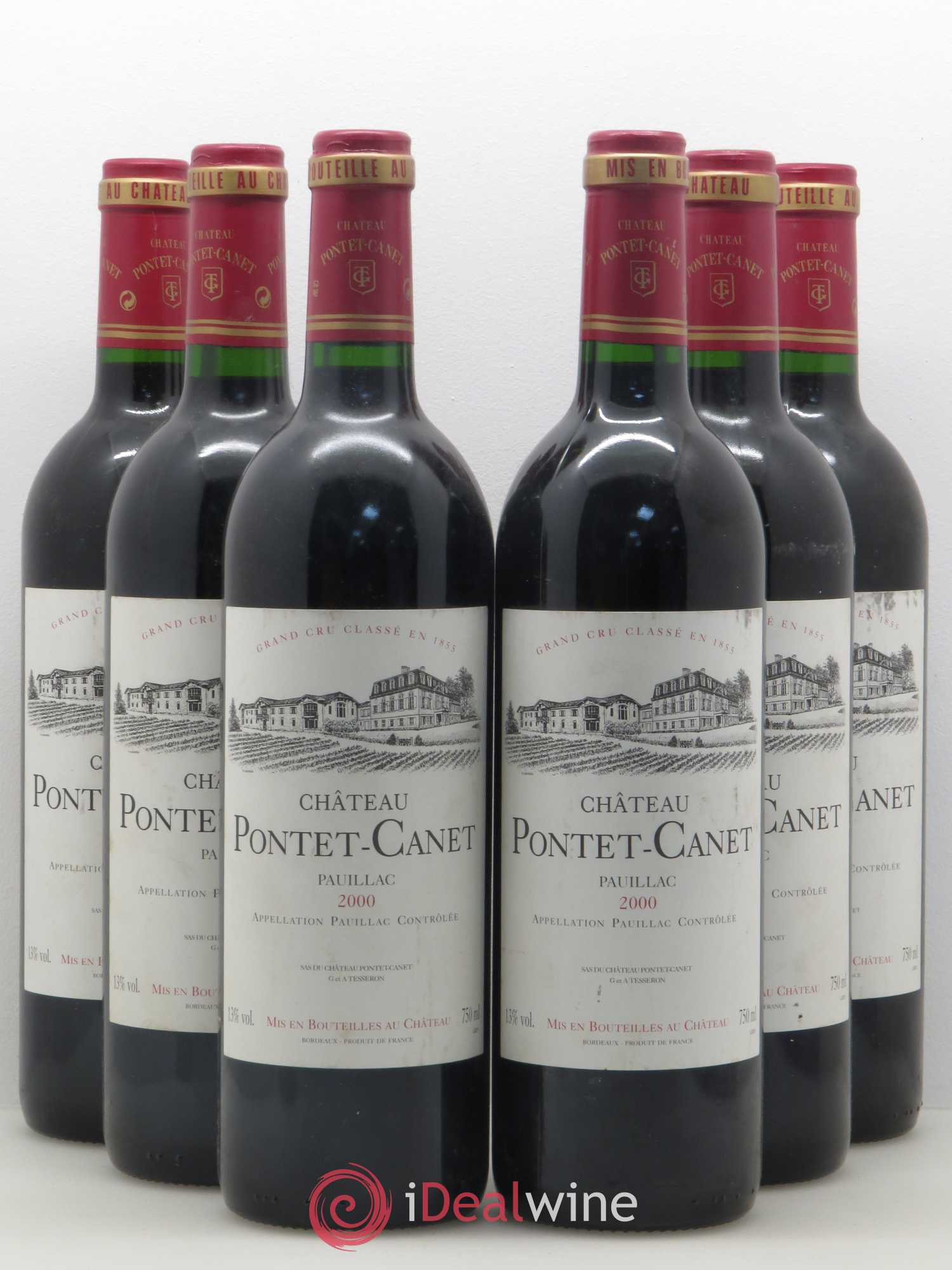 Château Pontet Canet 5ème Grand Cru Classé 2000 - Lot de 6 bouteilles - 0