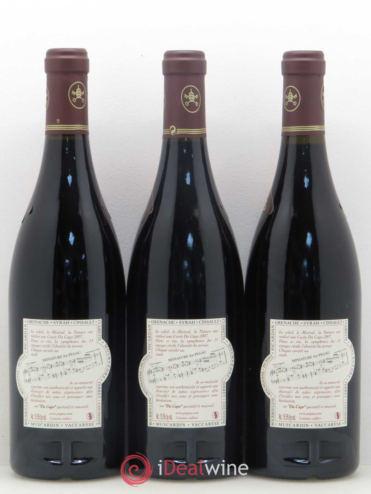 Châteauneuf-du-Pape Domaine du Pégau Cuvée Da Capo Paul et Laurence Féraud 2007 - Lot de 3 bouteilles - 1