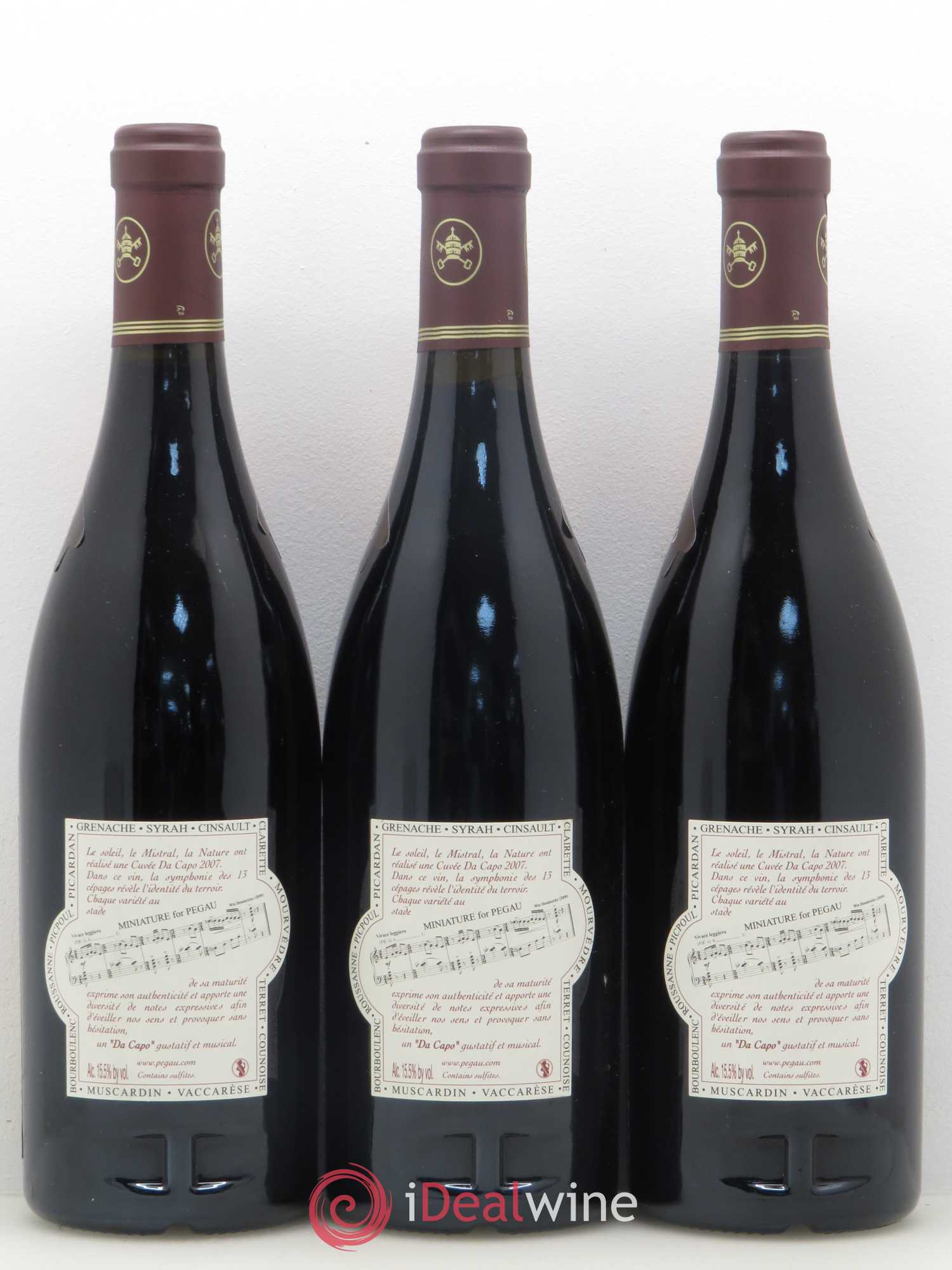 Châteauneuf-du-Pape Domaine du Pégau Cuvée Da Capo Paul et Laurence Féraud 2007 - Lot de 3 bouteilles - 1
