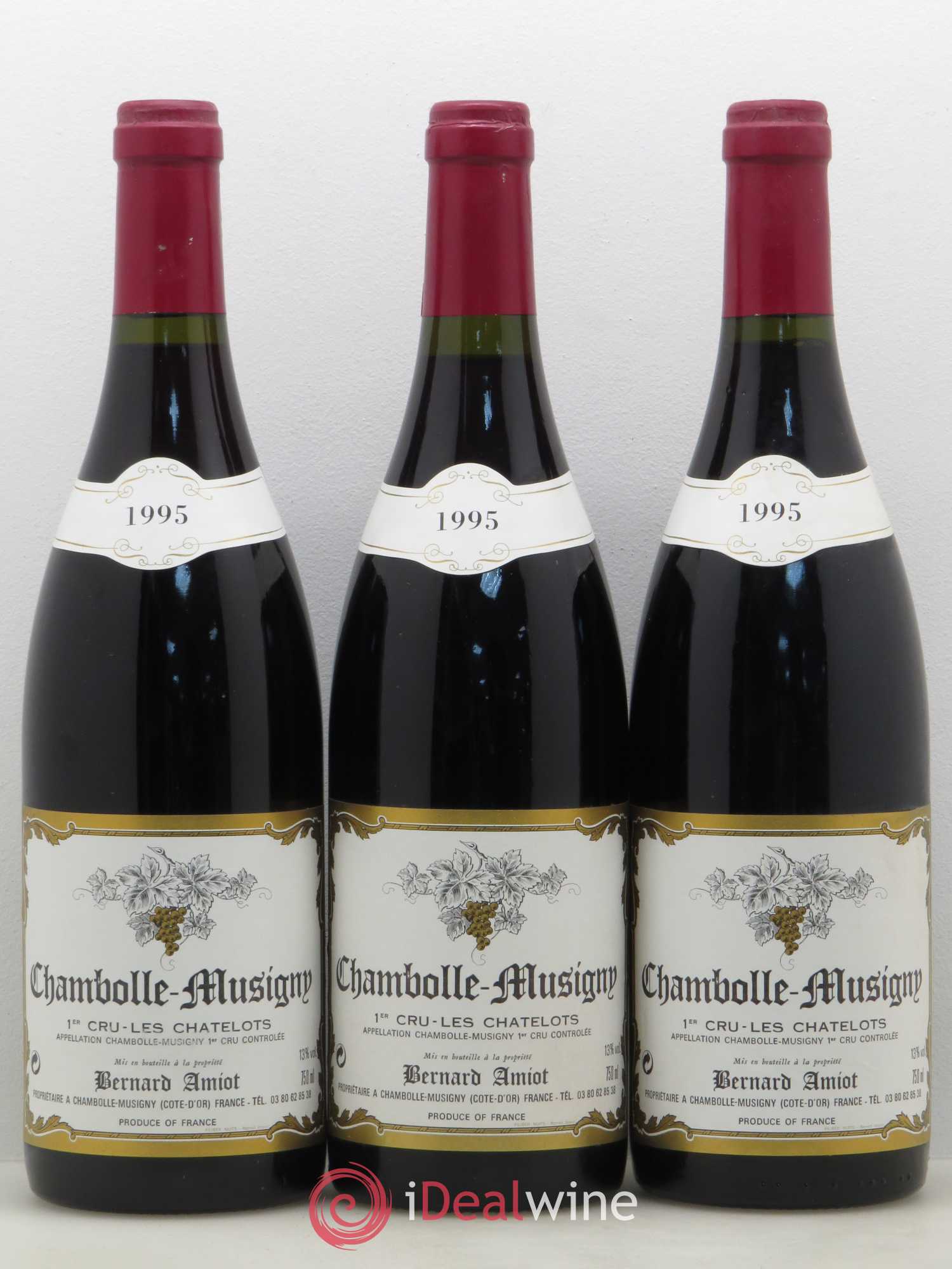 Chambolle-Musigny 1er Cru Les Chatelots Bernard Amiot 1995 - Posten von 3 Flaschen - 0