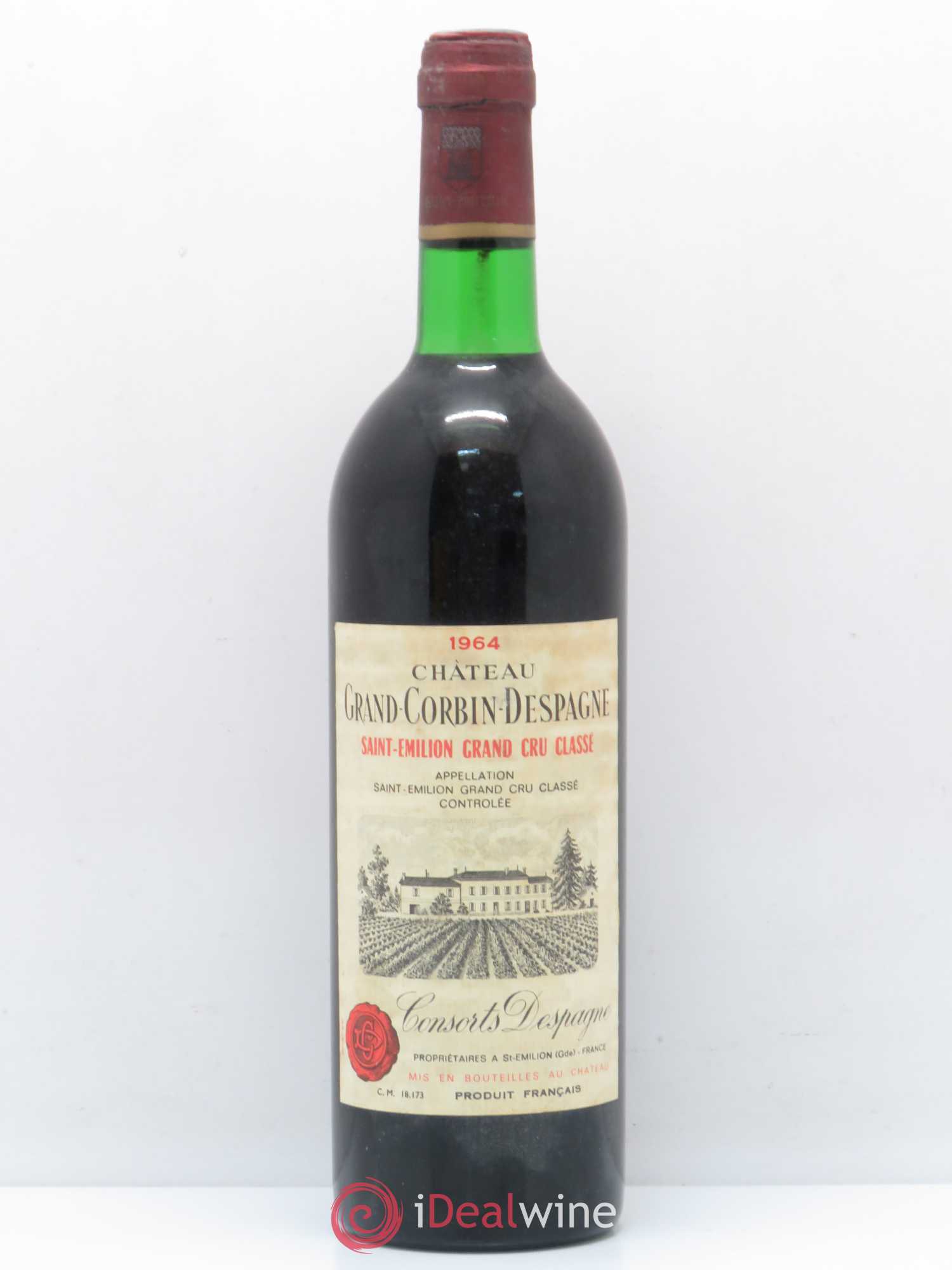 Château Grand Corbin Despagne Grand Cru Classé 1964 - Lot de 1 bouteille - 0