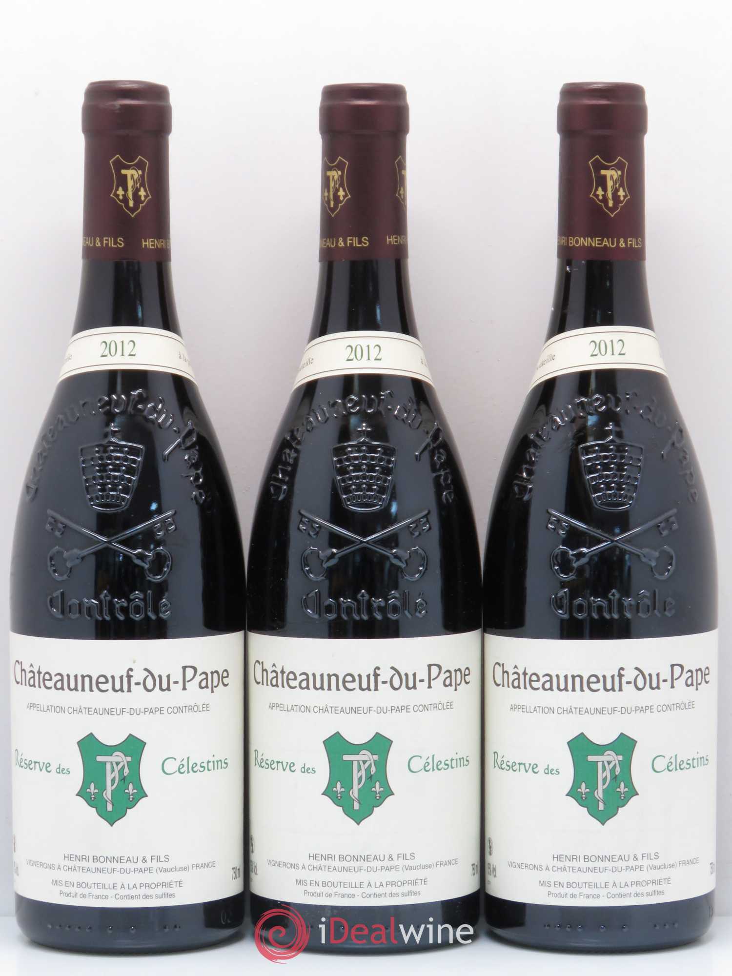 Châteauneuf-du-Pape Réserve des Célestins Henri Bonneau & Fils 2012 - Lot de 3 bouteilles - 0