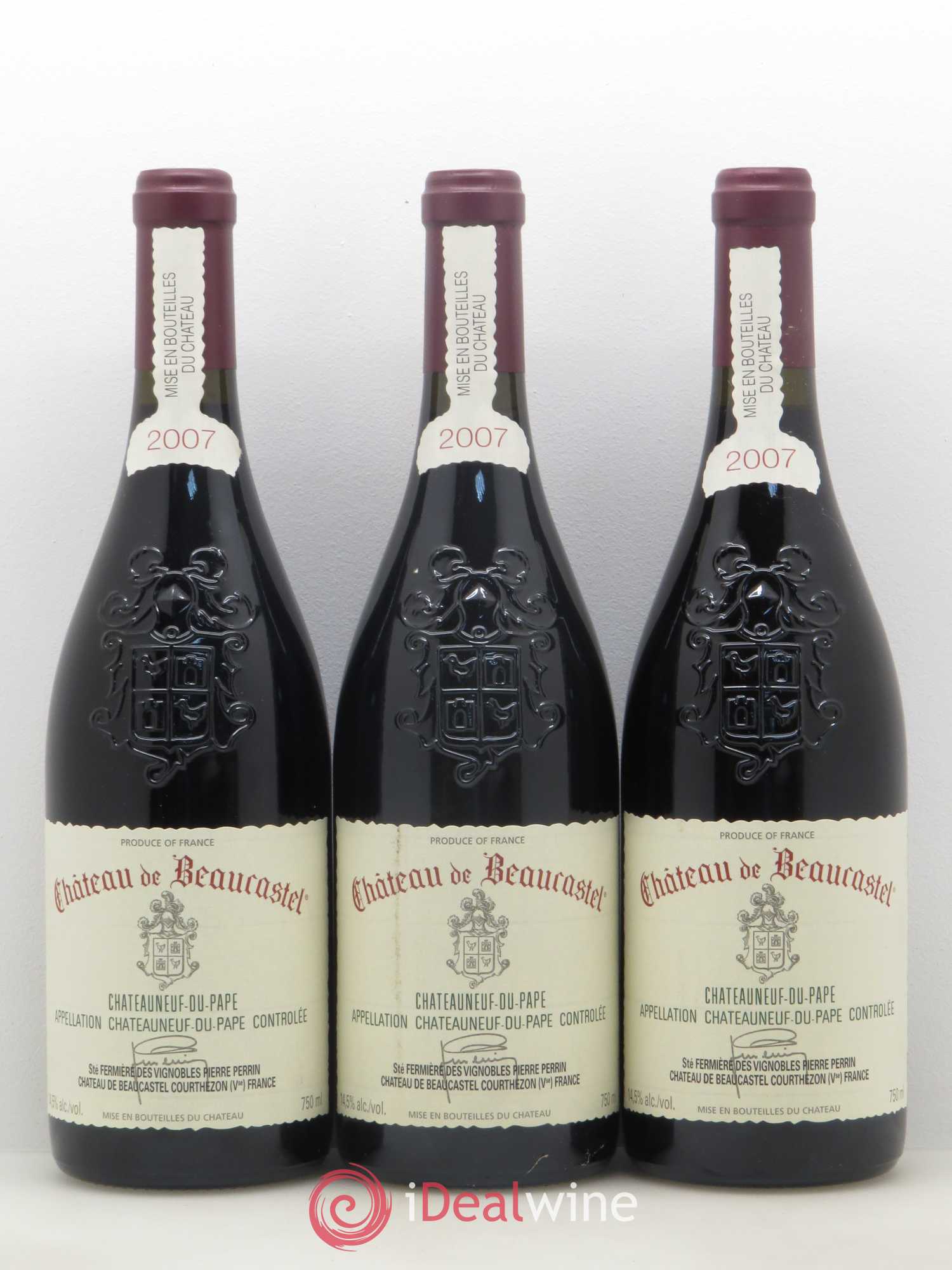 Châteauneuf-du-Pape Château de Beaucastel Famille Perrin 2007 - Lot de 3 bouteilles - 0