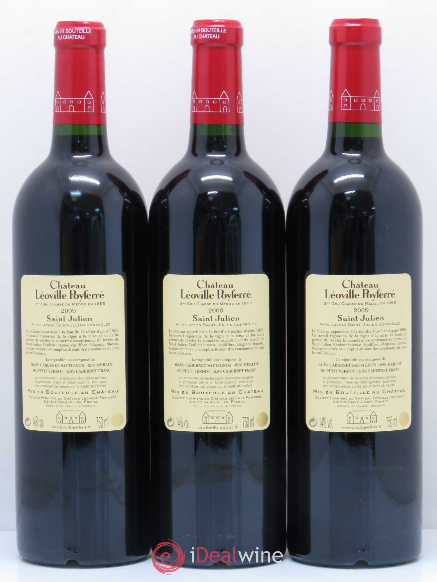 Château Léoville Poyferré 2ème Grand Cru Classé 2009 - Lot de 3 bouteilles - 1