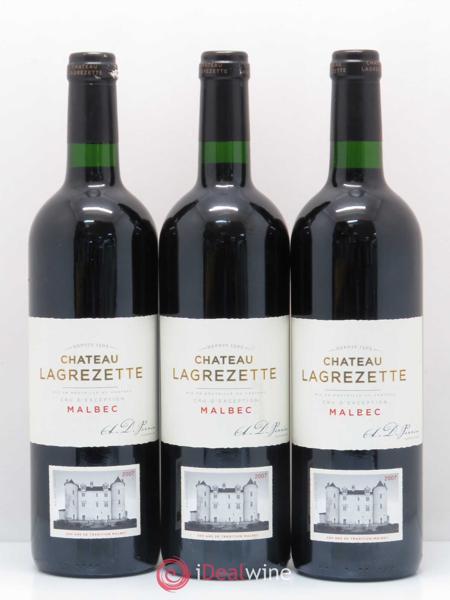 Cahors Château Lagrezette Alain Dominique Perrin 2007 - Lot de 6 bouteilles - 1