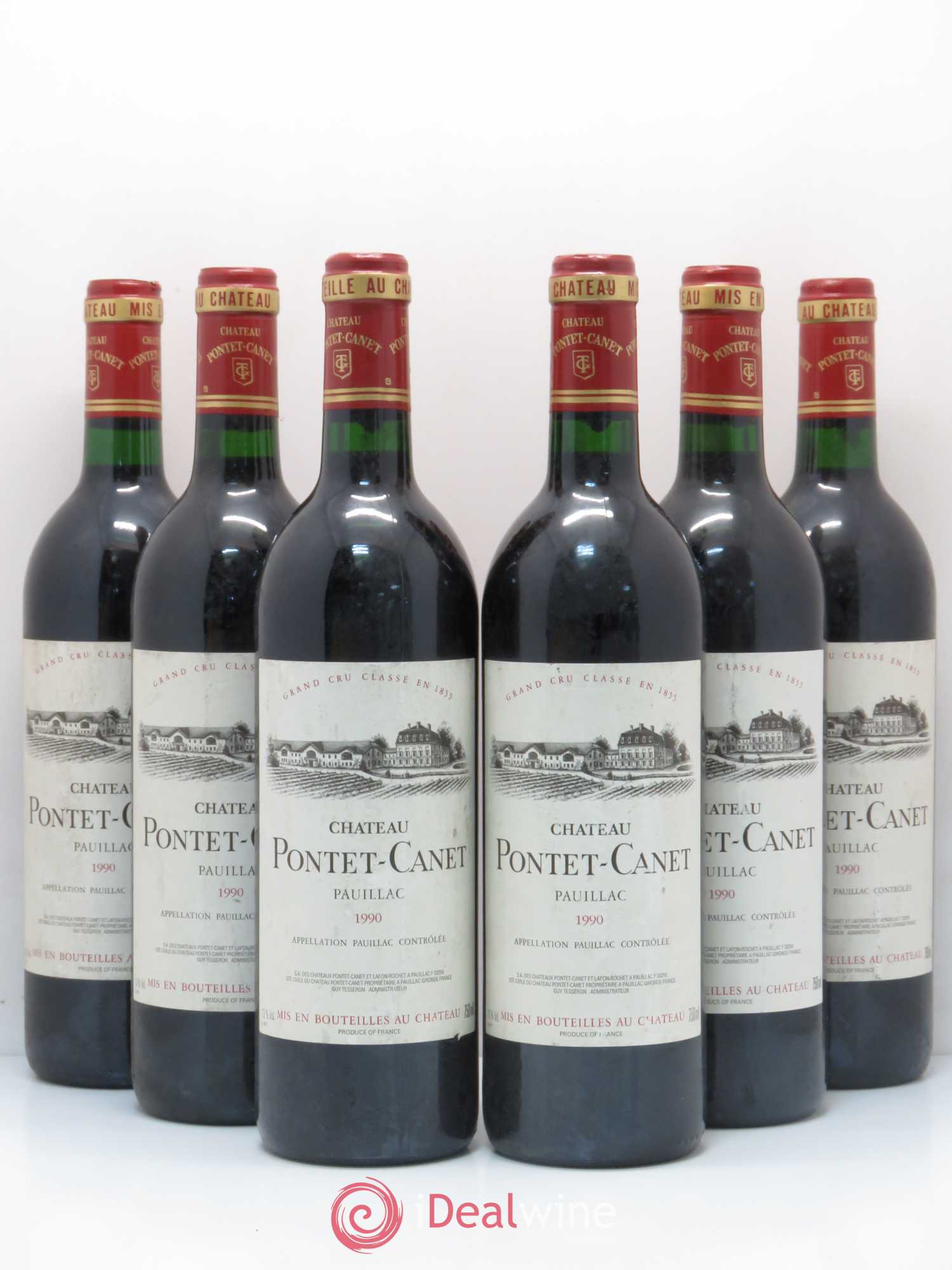 Château Pontet Canet 5ème Grand Cru Classé 1990 - Lot de 6 bouteilles - 0