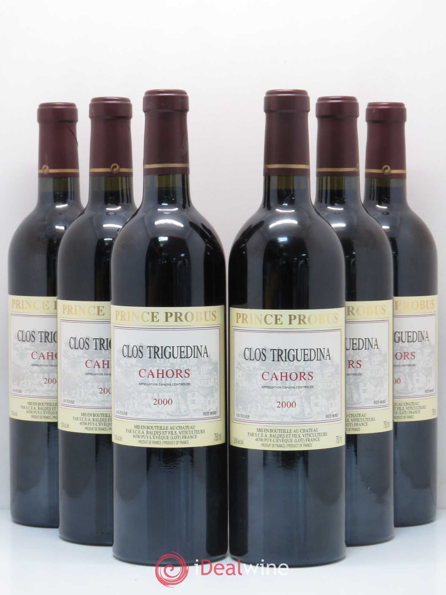 Cahors Clos Triguedina Probus Jean-Luc Baldès 2000 - Lot de 6 bouteilles - 0