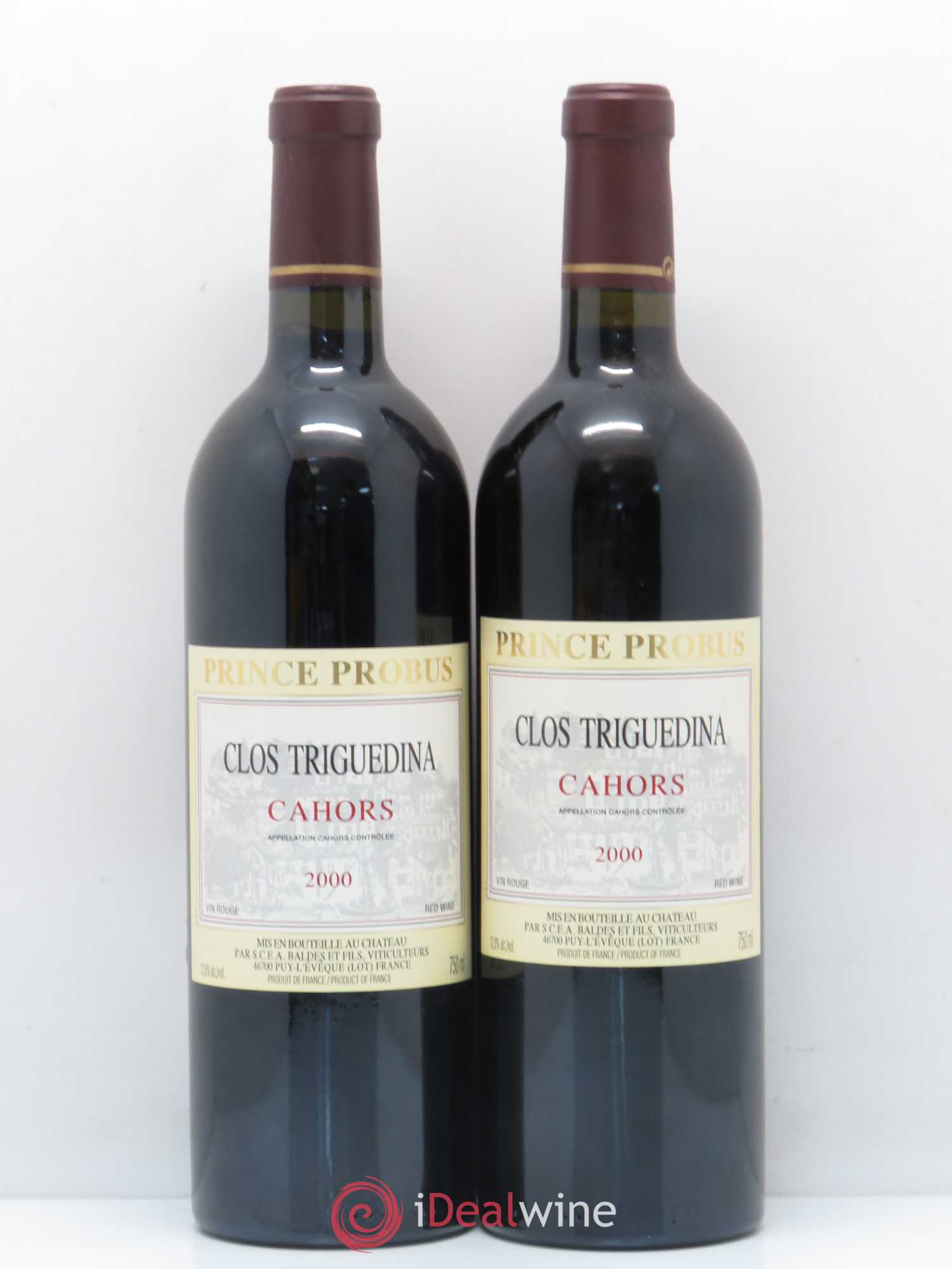 Cahors Clos Triguedina Probus Jean-Luc Baldès 2000 - Lot de 2 bouteilles - 0