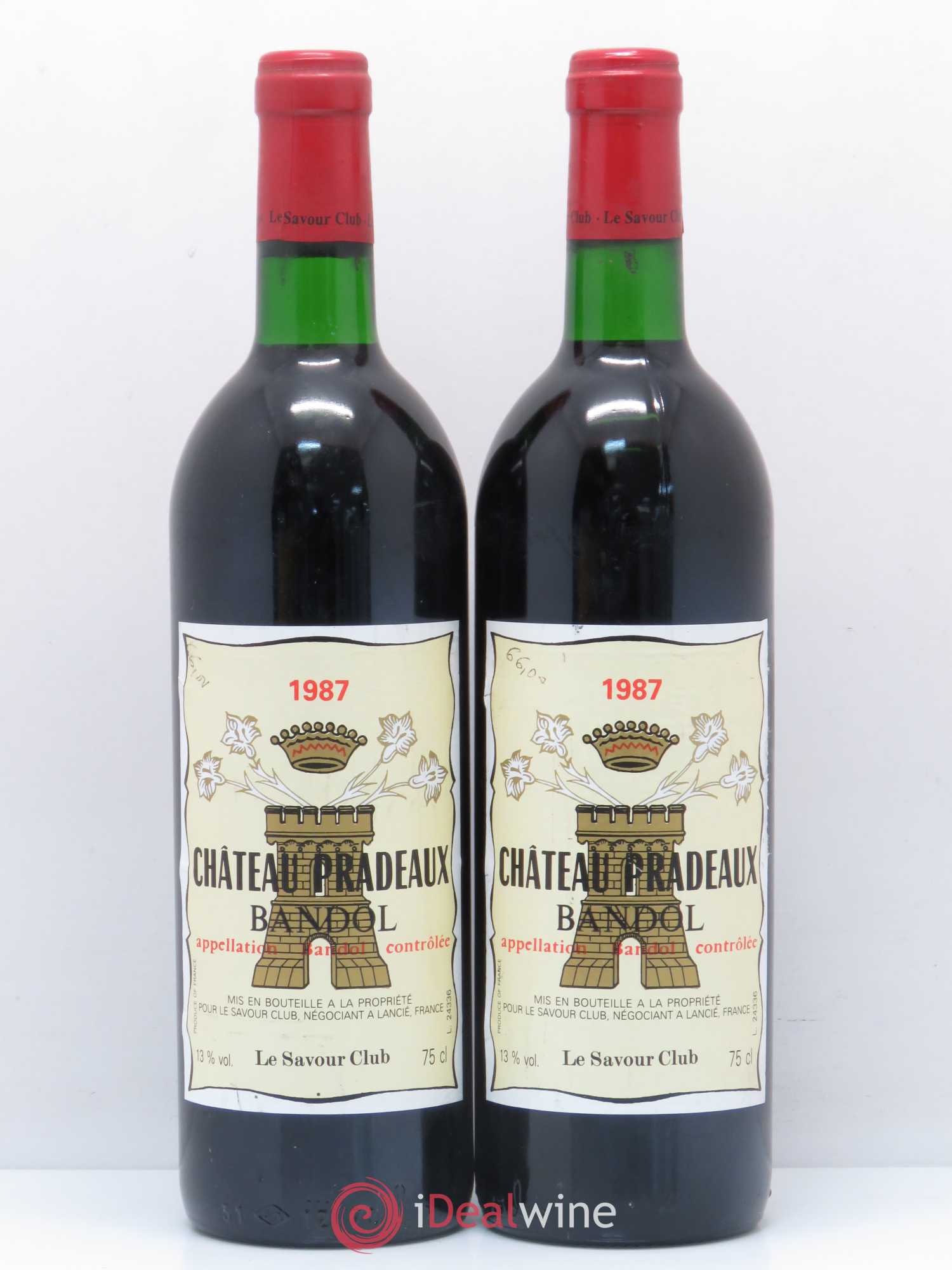 Bandol Château Pradeaux Famille Portalis 1987 - Lot de 2 bouteilles - 0