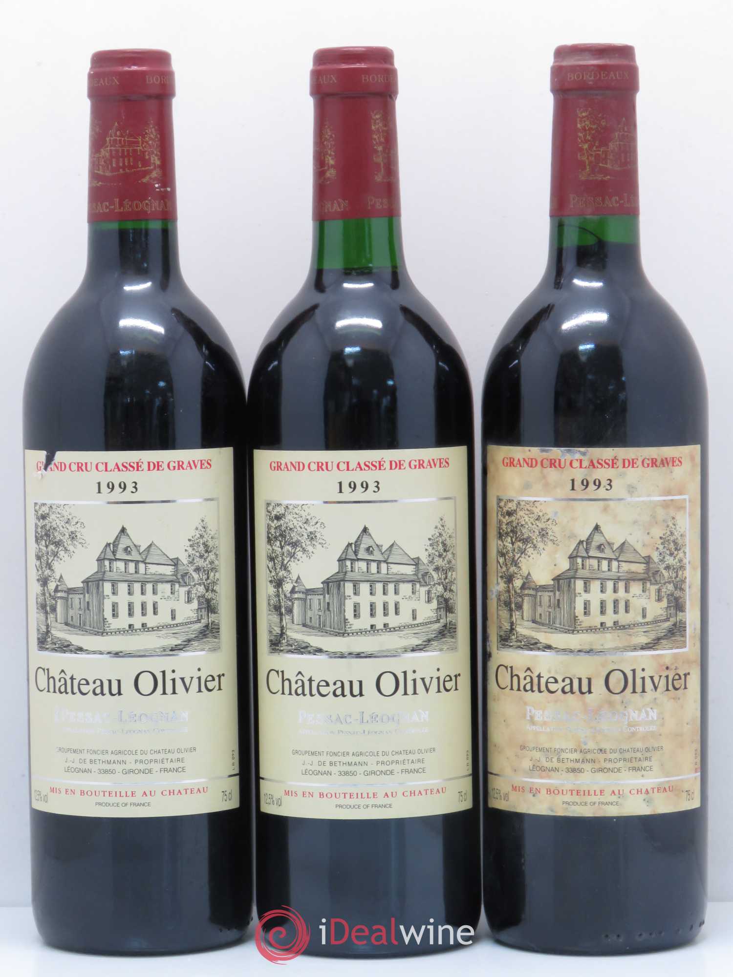 Château Olivier Cru Classé de Graves 1993 - Lot de 3 bouteilles - 0