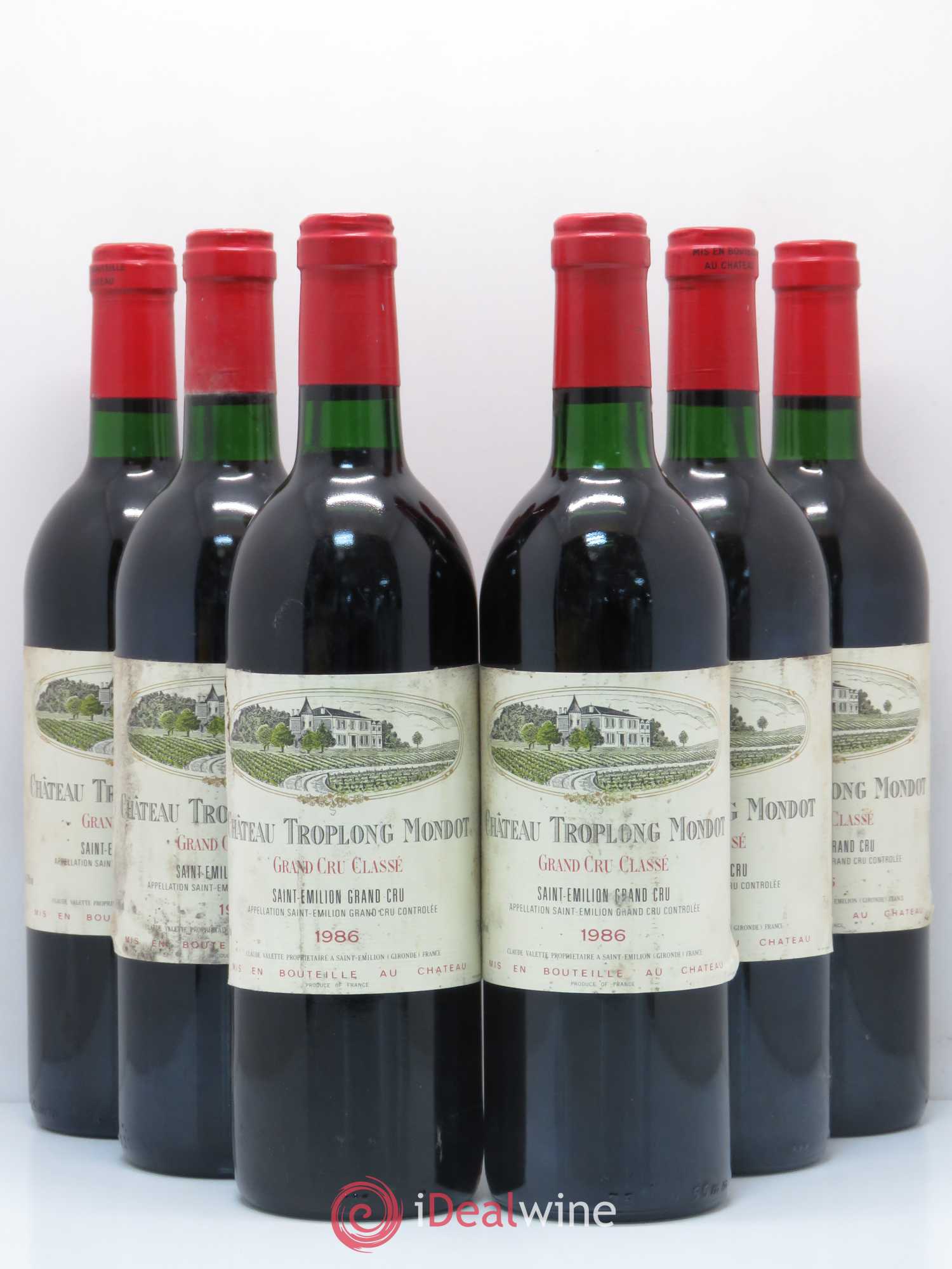 Château Troplong Mondot 1er Grand Cru Classé B 1986 - Lot de 6 bouteilles - 0