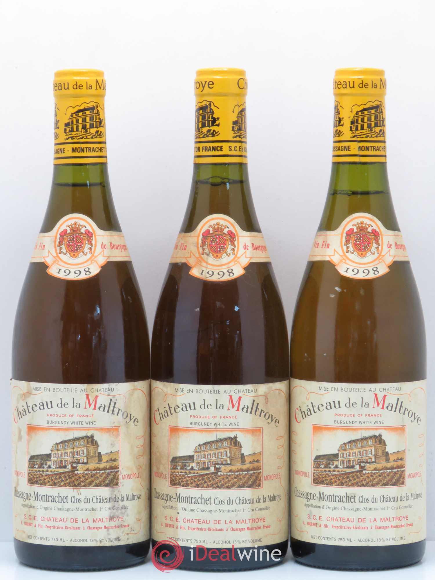 Chassagne-Montrachet 1er Cru Clos du Château de La Maltroye Château de la Maltroye 1998 - Posten von 3 Flaschen - 0
