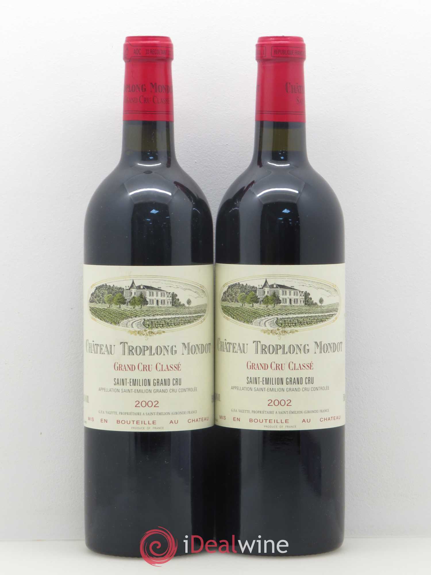 Château Troplong Mondot 1er Grand Cru Classé B 2002 - Lot de 2 bouteilles - 0