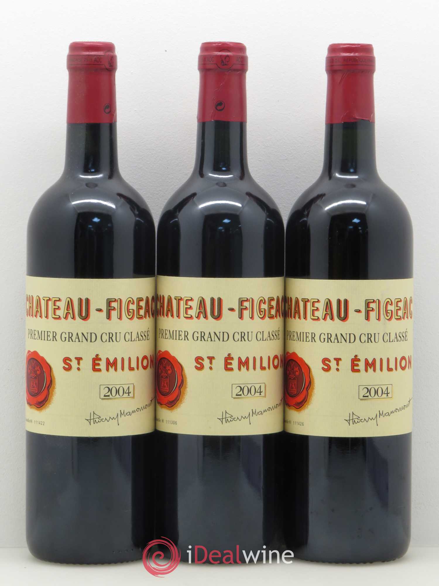 Château Figeac 1er Grand Cru Classé A 2004 - Lot de 3 bouteilles - 0