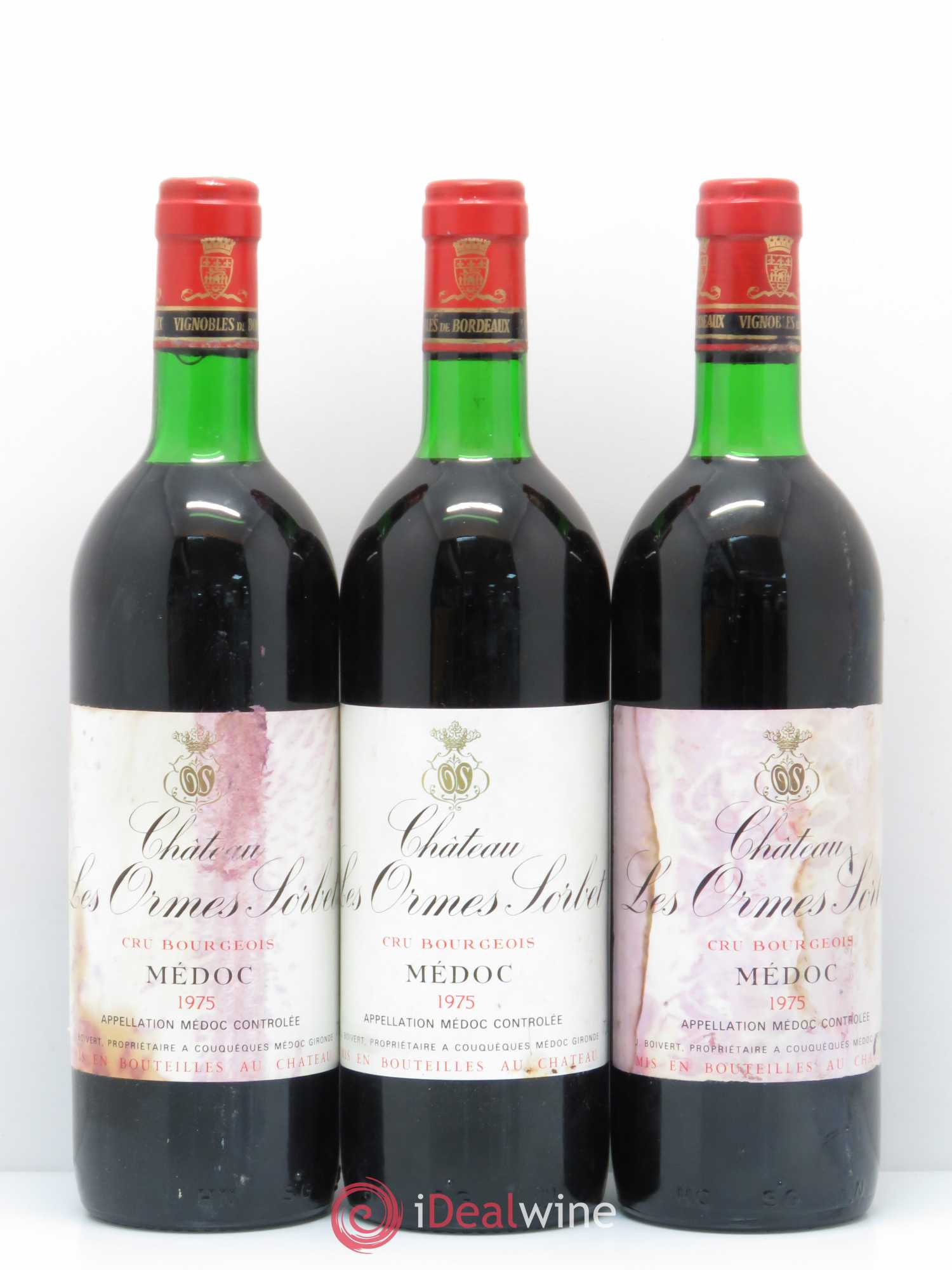 Château les Ormes Sorbet Cru Bourgeois 1975 - Lot de 3 bouteilles - 0