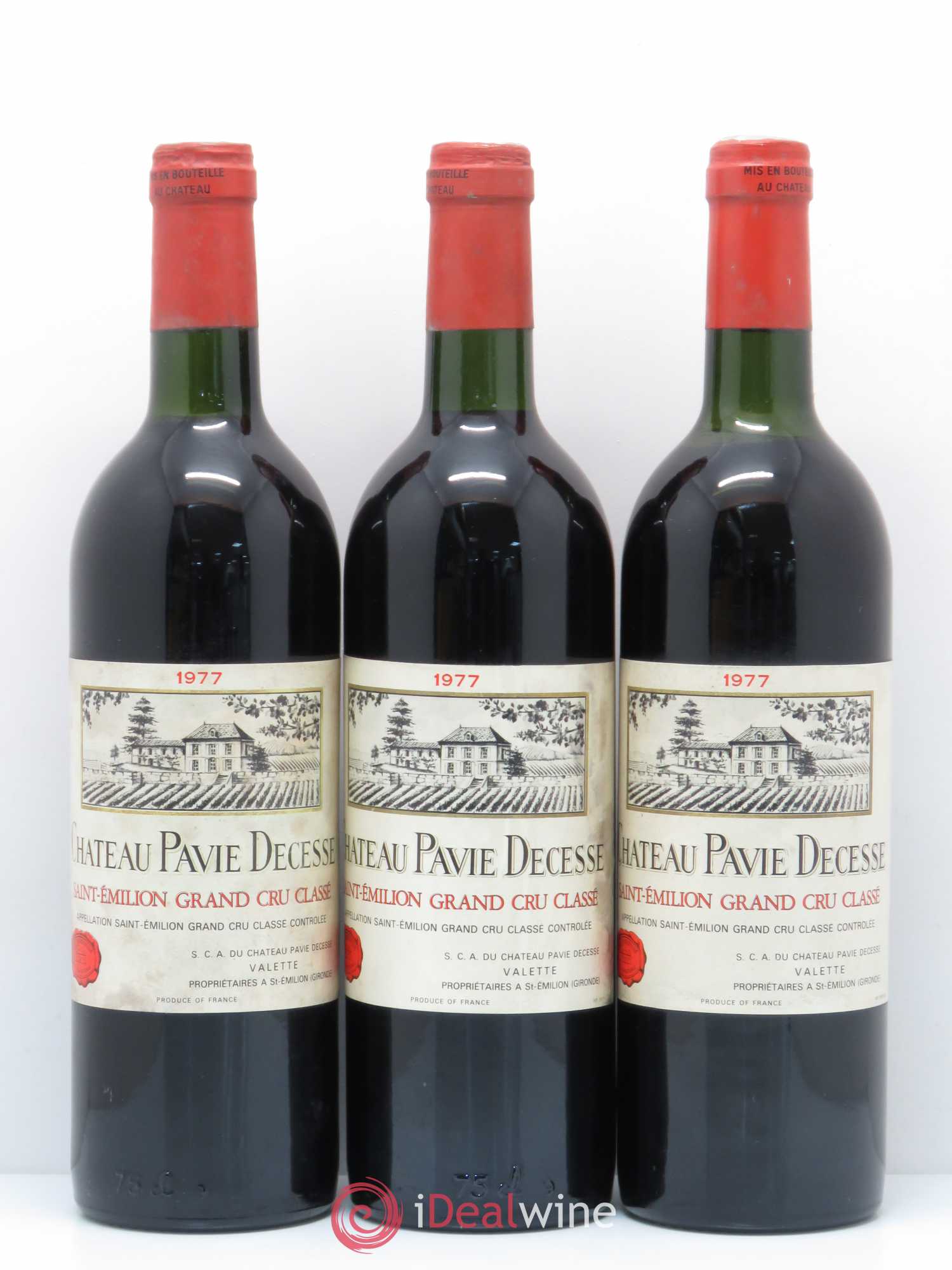Château Pavie Decesse Grand Cru Classé 1977 - Lot de 3 bouteilles - 0
