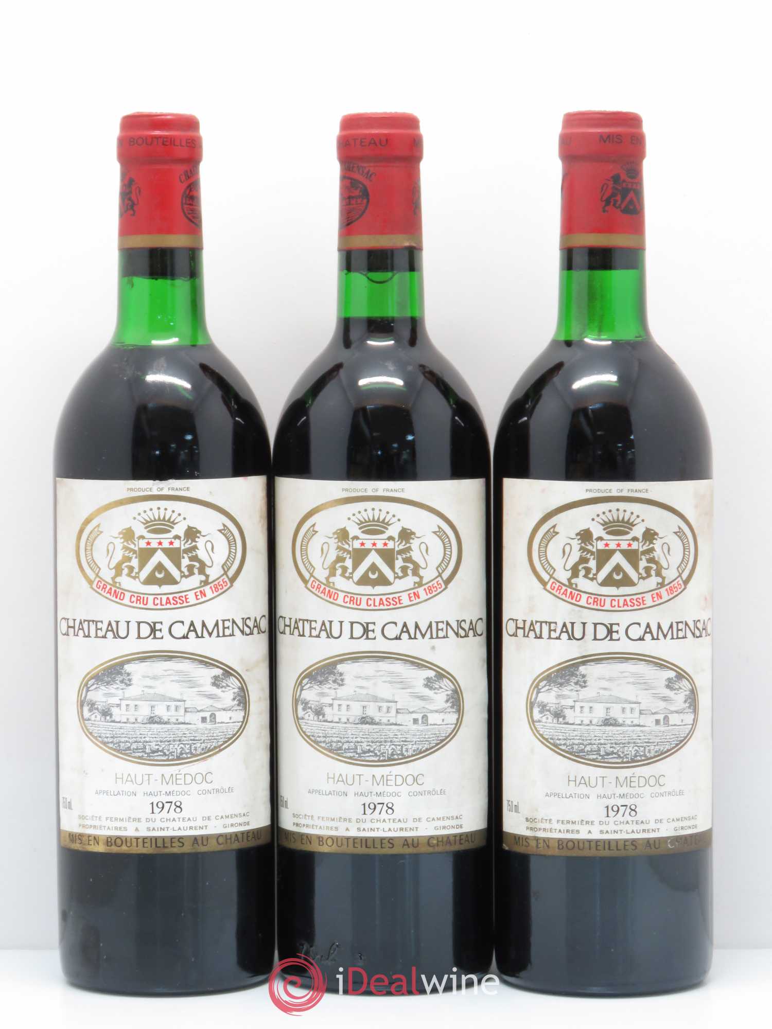 Château Camensac 5ème Grand Cru Classé 1978 - Lot de 3 bouteilles - 0