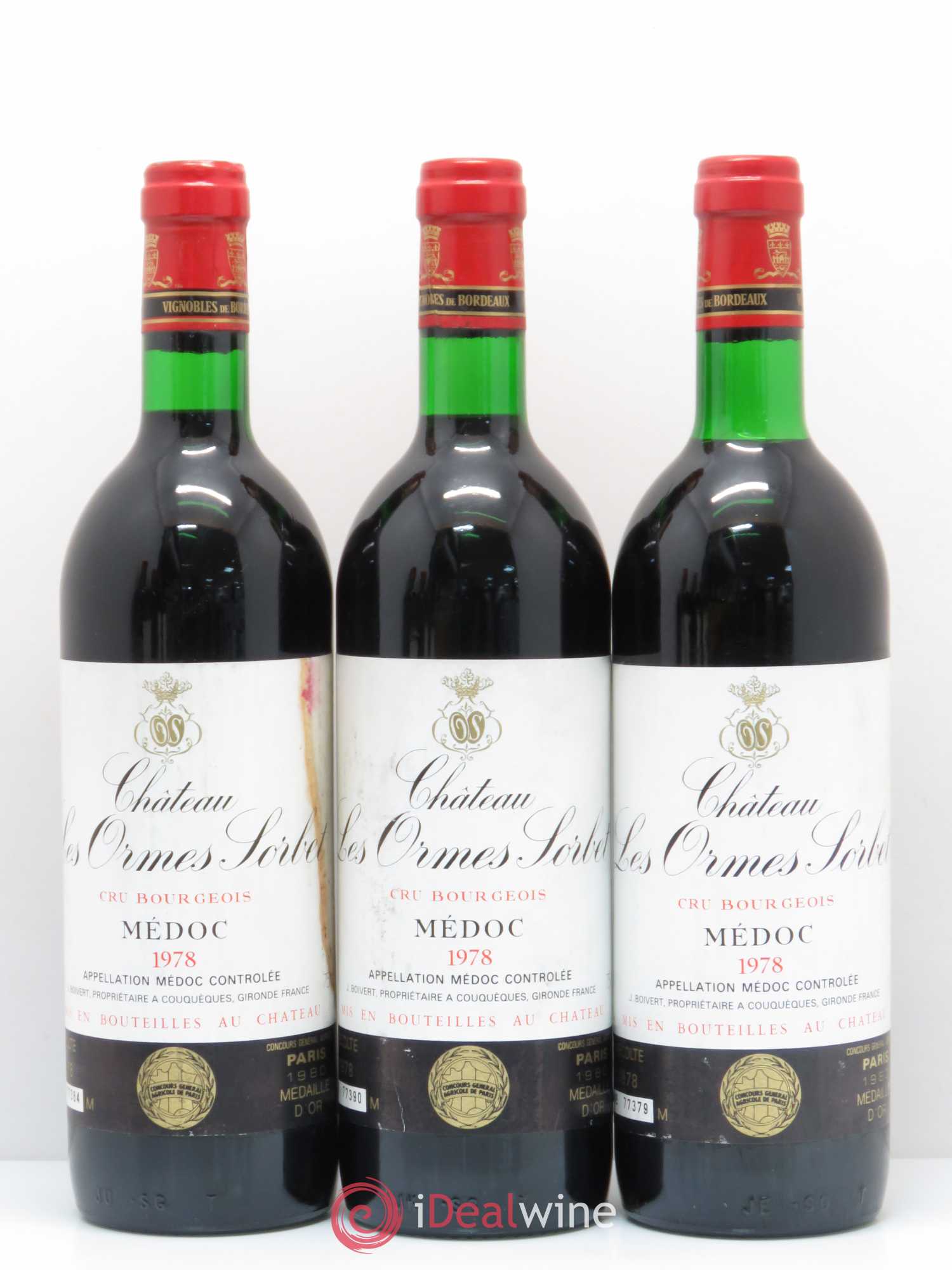 Château les Ormes Sorbet Cru Bourgeois 1978 - Lot de 6 bouteilles - 1