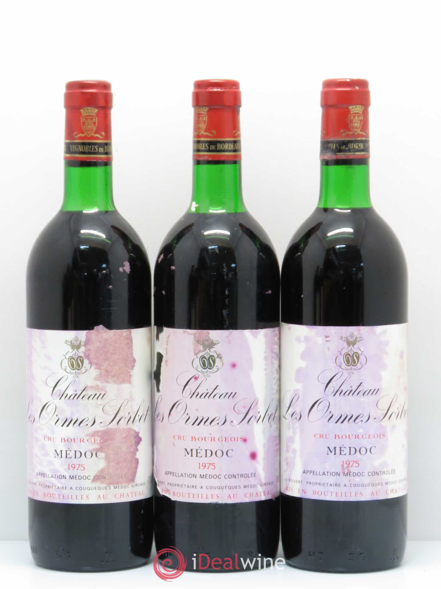 Château les Ormes Sorbet Cru Bourgeois 1975 - Lot de 5 bouteilles - 1