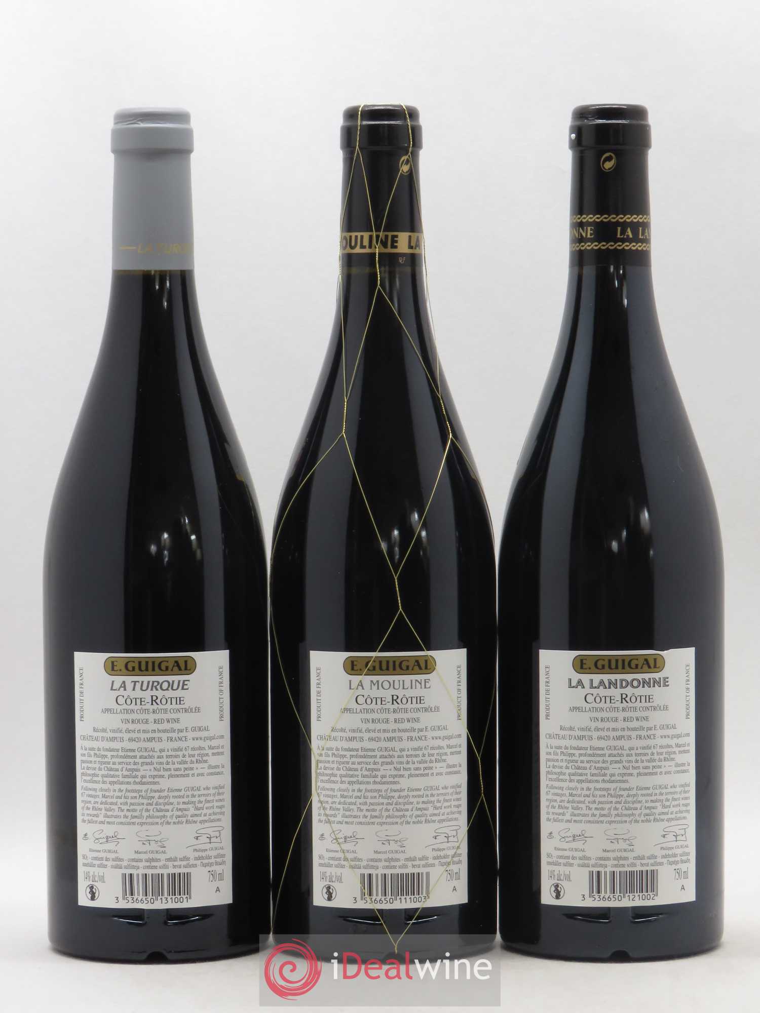 Côte-Rôtie Guigal Trilogie La Turque - La Landonne - La Mouline 2015 - Lot de 3 bouteilles - 1