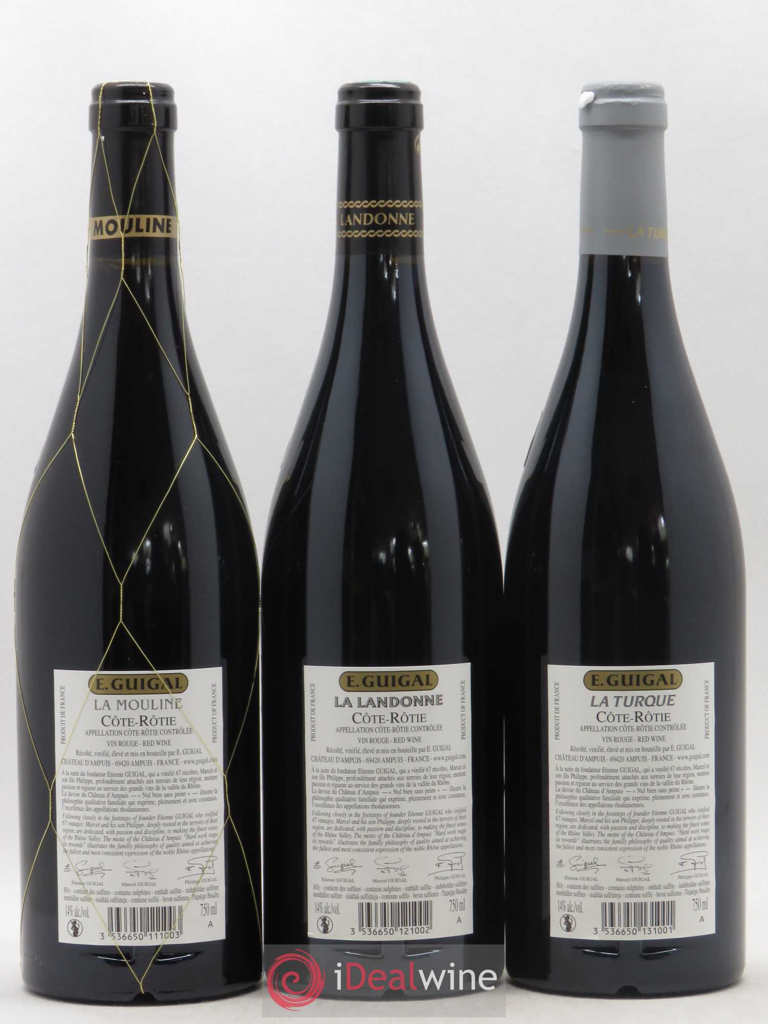 Côte-Rôtie Guigal Trilogie La Turque - La Landonne - La Mouline 2015 - Lot de 3 bouteilles - 1