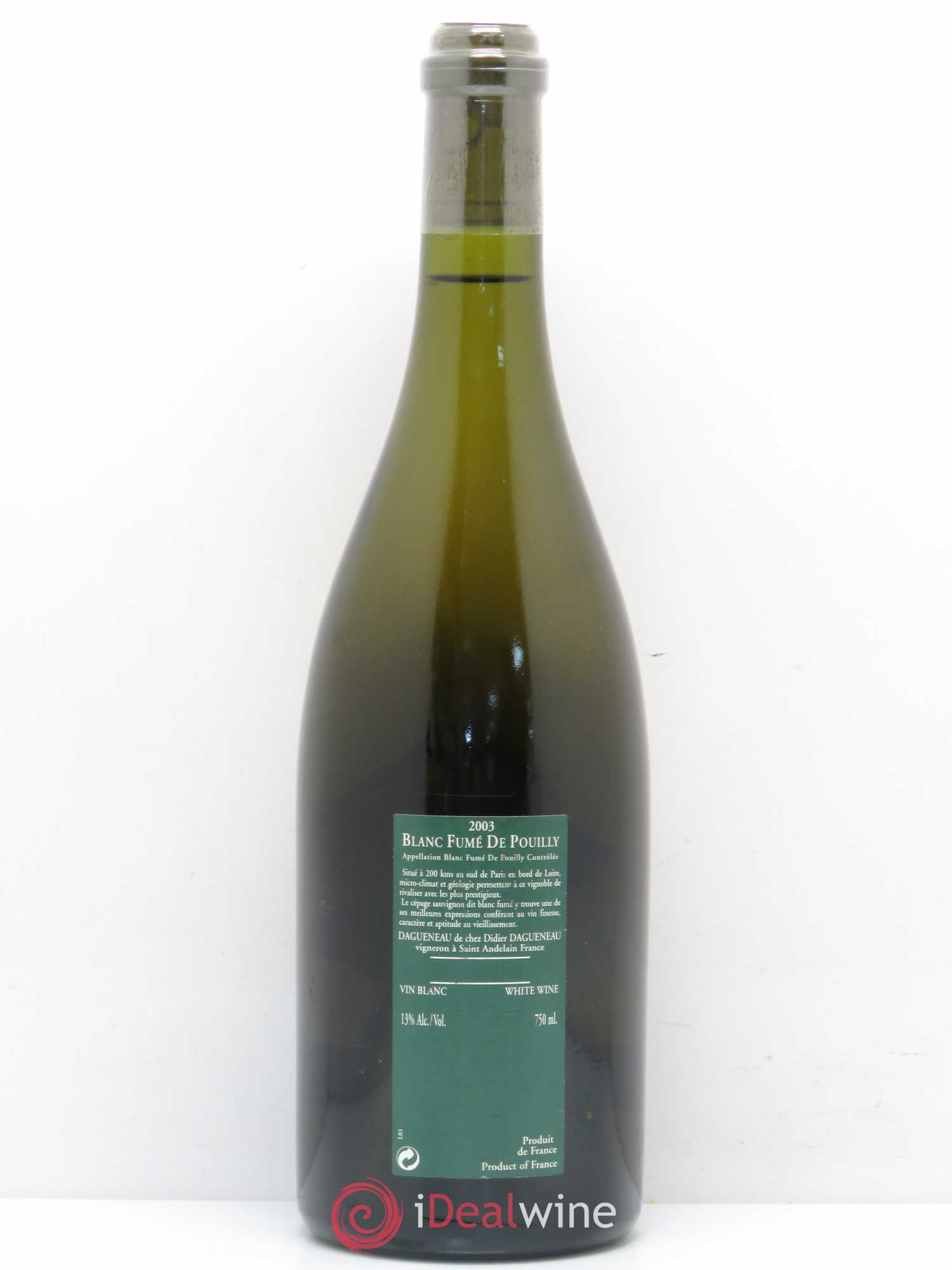 Vin de France (anciennement Pouilly-Fumé) Silex Dagueneau (Domaine Didier - Louis-Benjamin) 2003 - Lot de 1 bouteille - 1