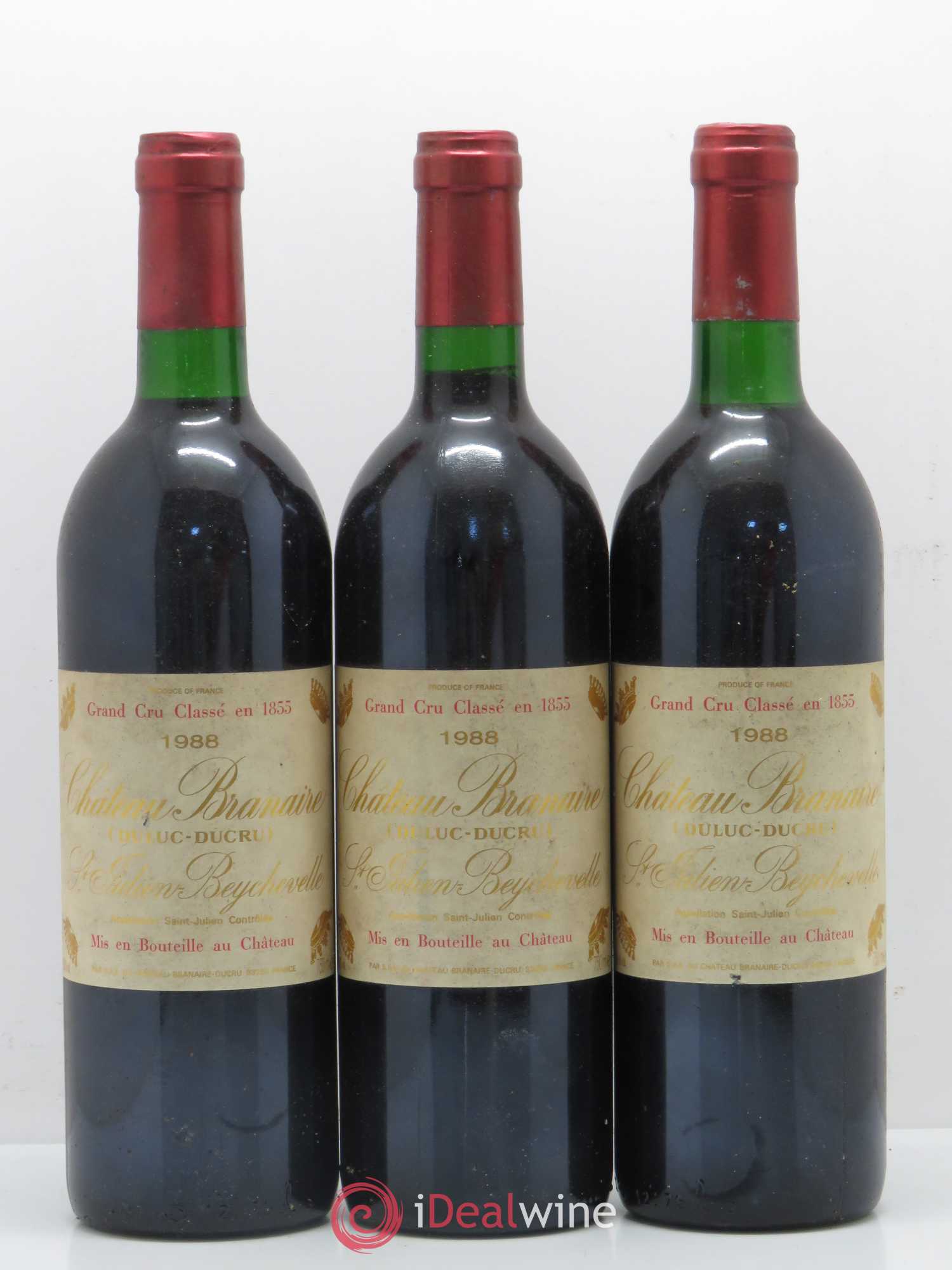 Château Branaire Ducru 4ème Grand Cru Classé 1988 - Lot de 3 bouteilles - 0