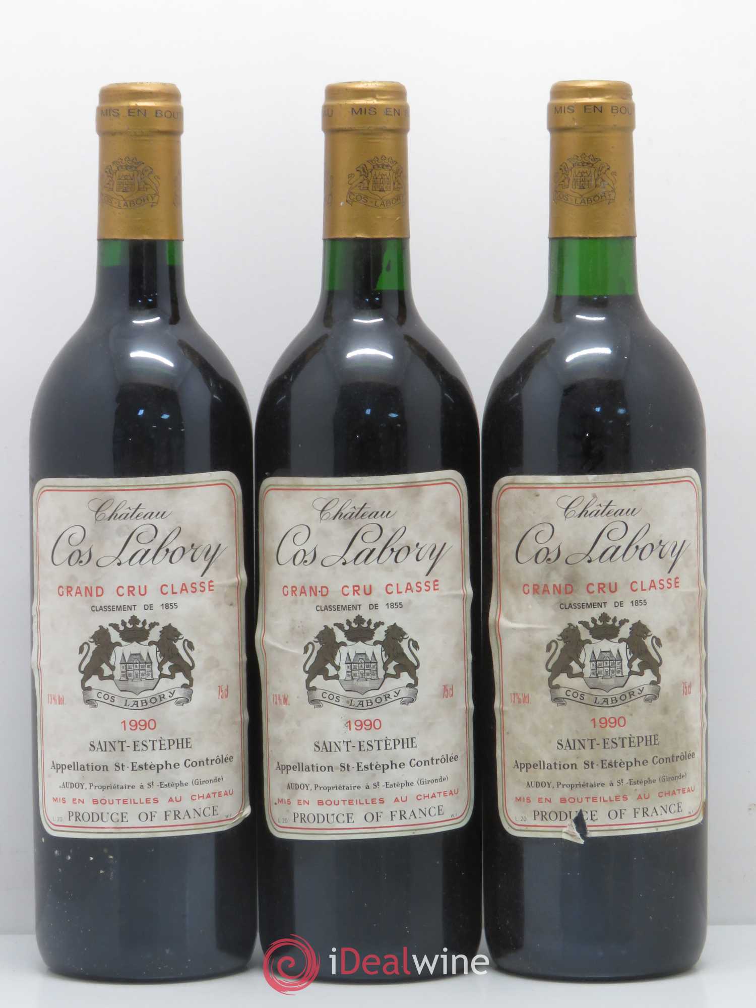 Château Cos Labory 5ème Grand Cru Classé 1990 - Lot de 3 bouteilles - 0