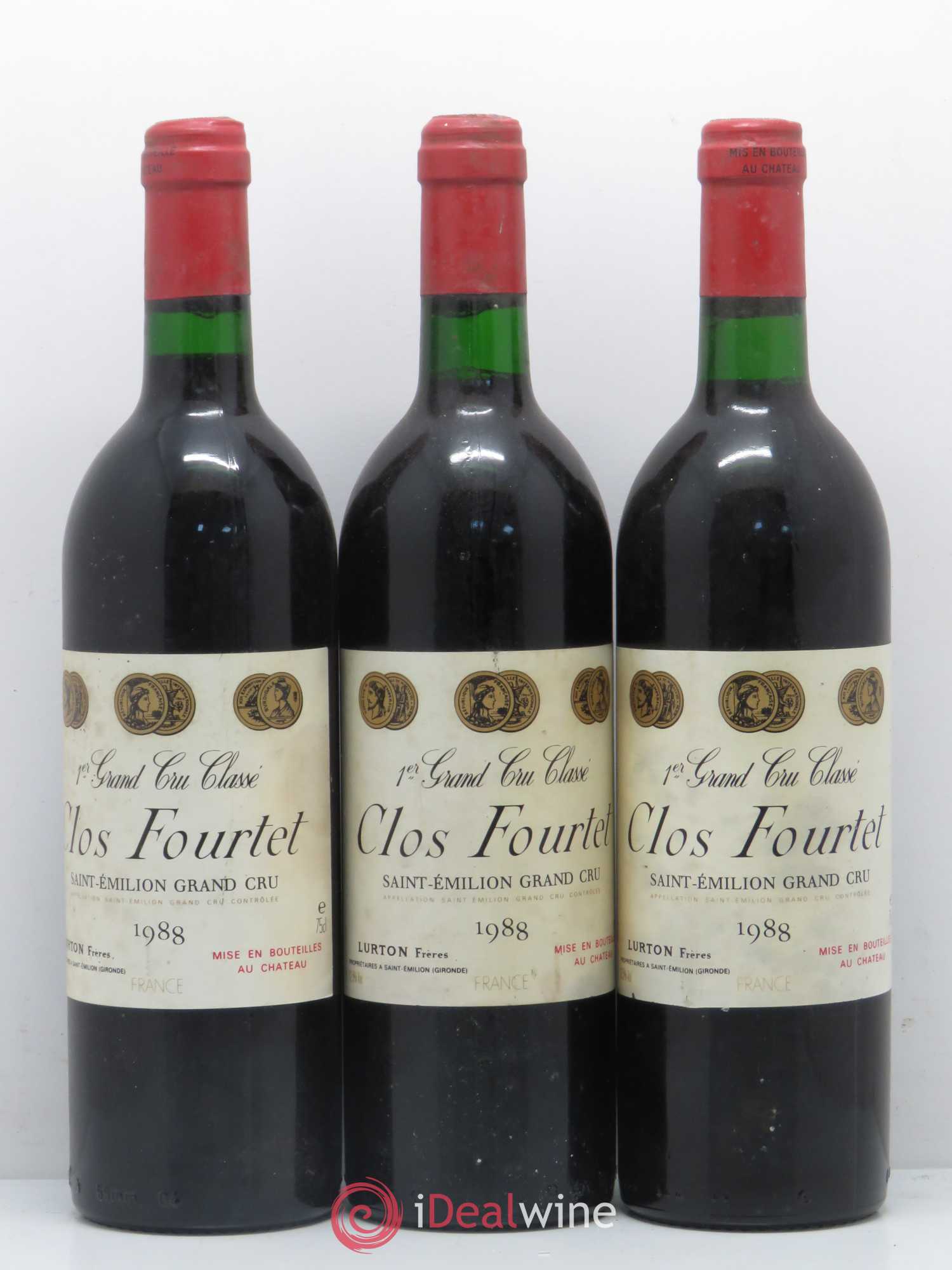 Clos Fourtet 1er Grand Cru Classé B 1988 - Lot de 3 bouteilles - 0