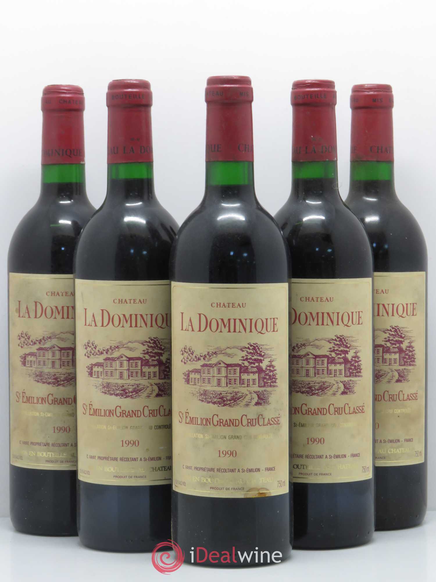 Château la Dominique Grand Cru Classé 1990 - Lot de 5 bouteilles - 0