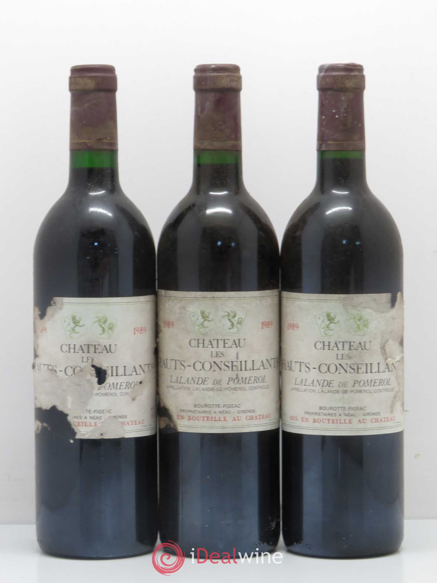 Bordeaux Chateau Les Hauts-Conseillants Lalande de Pomerol 1989 - Posten von 6 Flaschen - 2