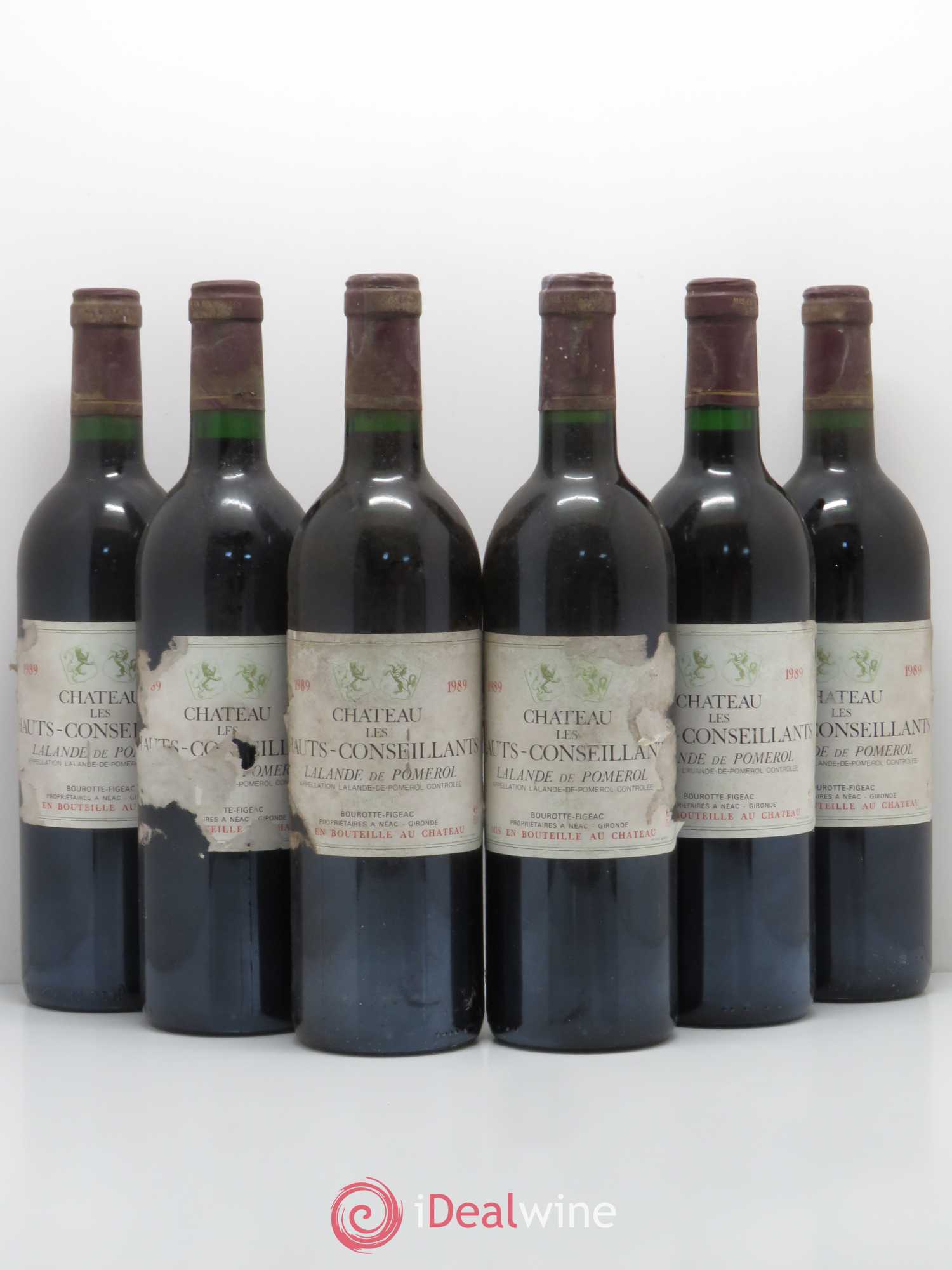 Bordeaux Chateau Les Hauts-Conseillants Lalande de Pomerol 1989 - Posten von 6 Flaschen - 0