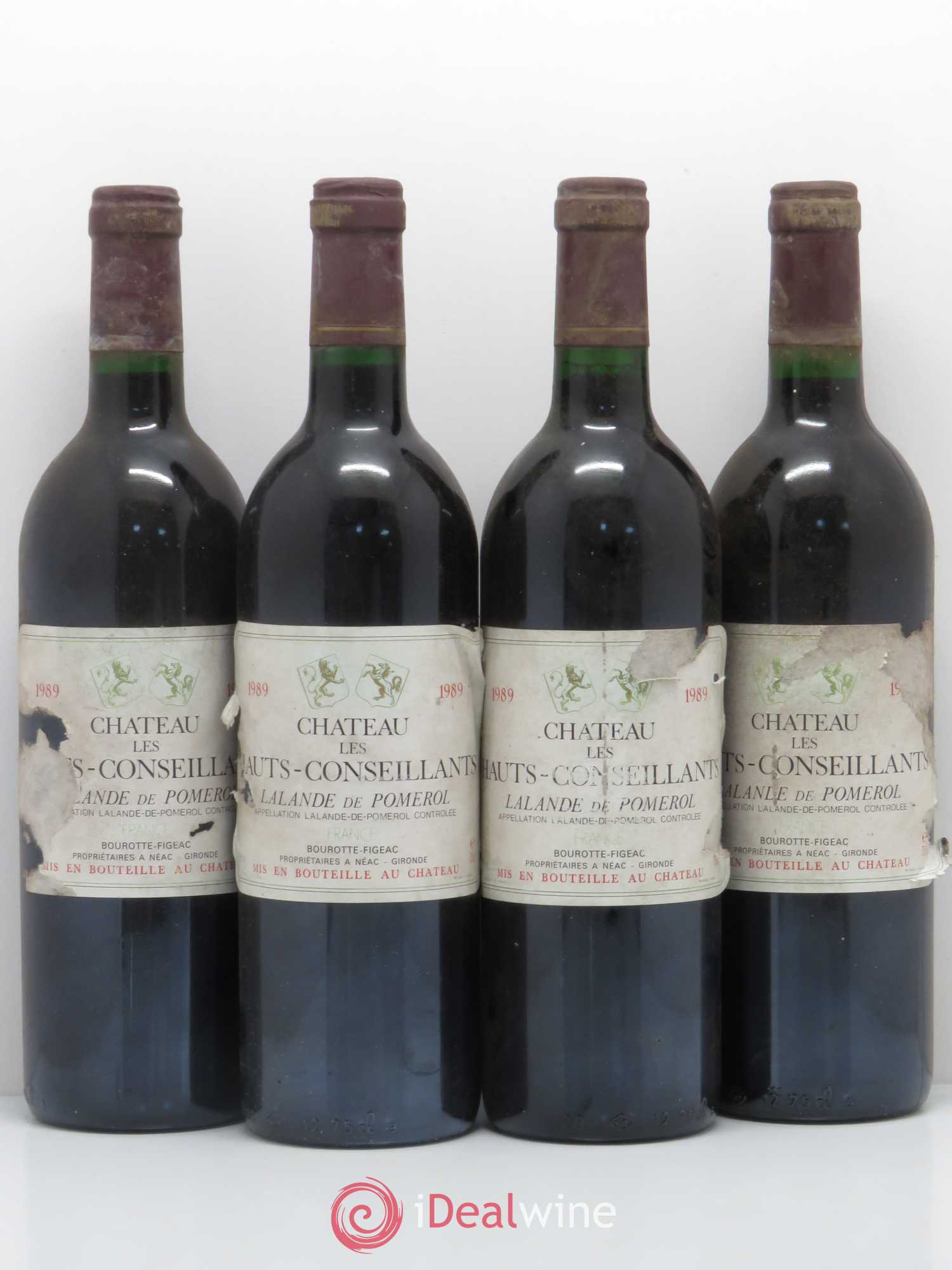 Bordeaux Chateau Les Hauts-Conseillants Lalande de Pomerol 1989 - Posten von 4 Flaschen - 0