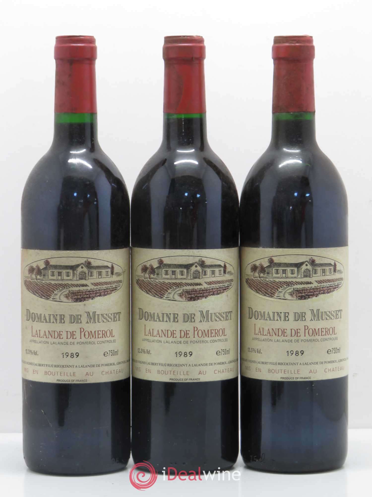 Bordeaux Domaine de Musset Lalande de Pomerol 1989 - Lot de 6 bouteilles - 1