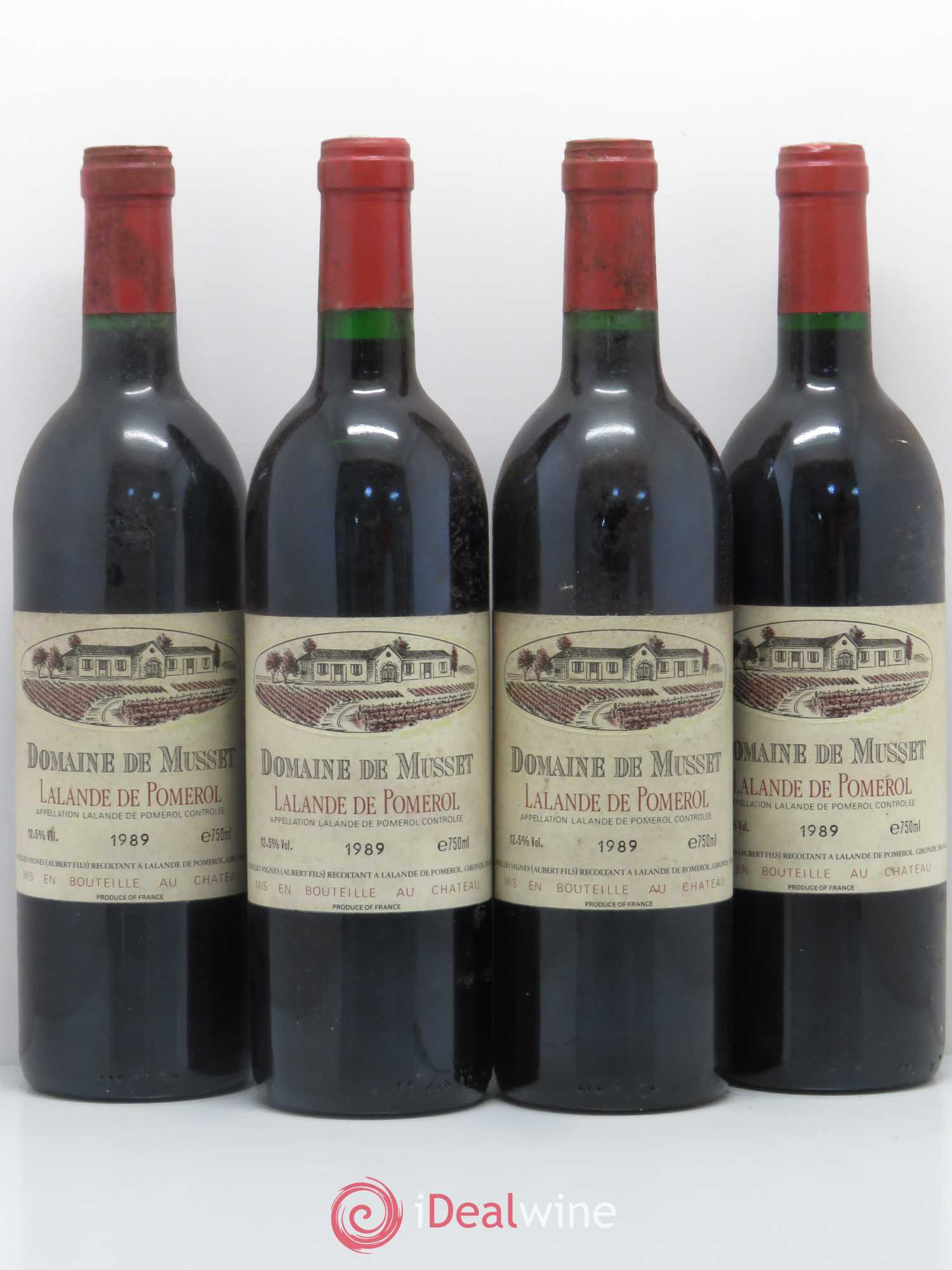 Bordeaux Domaine de Musset Lalande de Pomerol 1989 - Posten von 4 Flaschen - 0