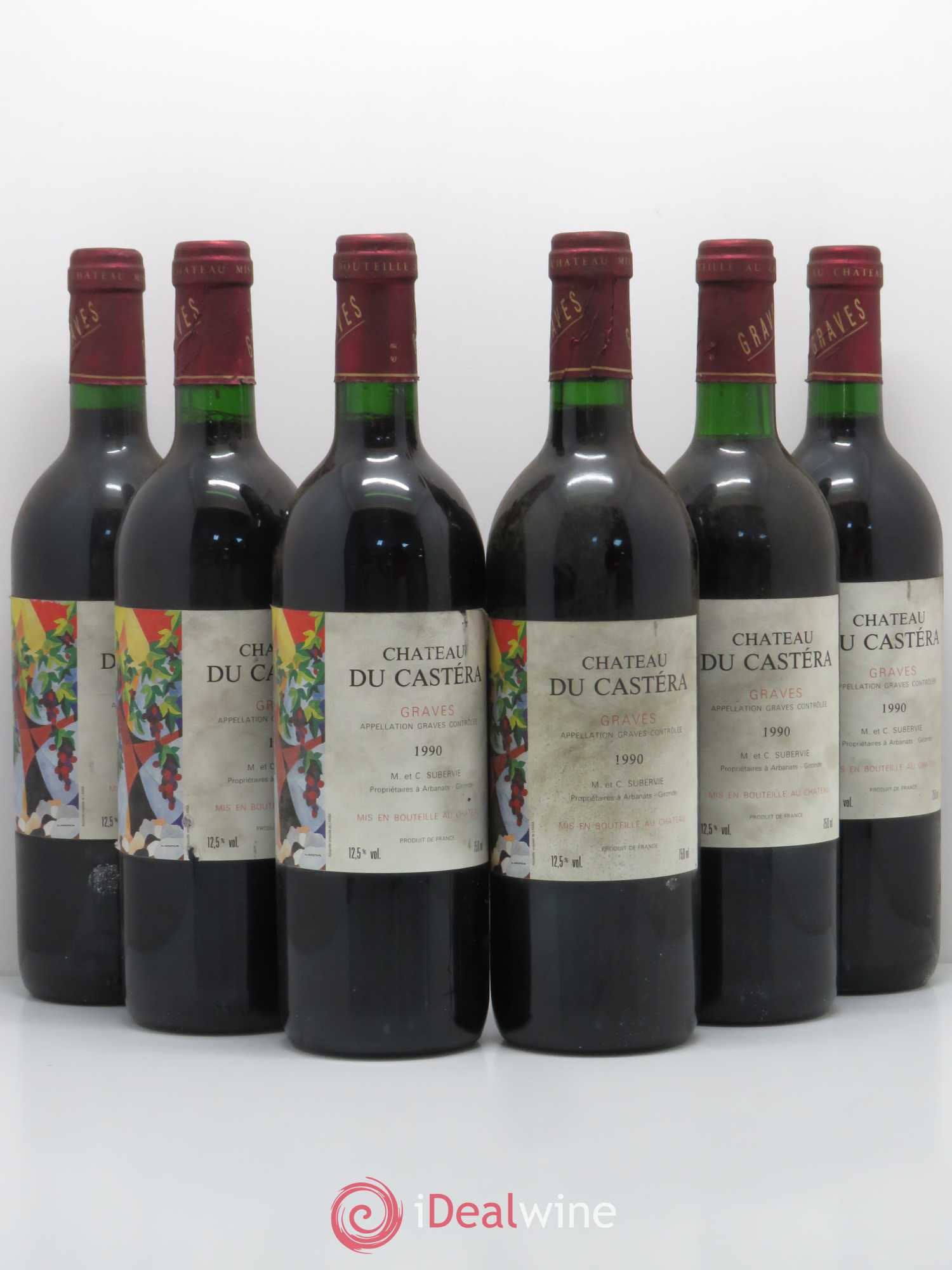 Graves Chateau Castéra 1990 - Lot de 6 bouteilles - 0