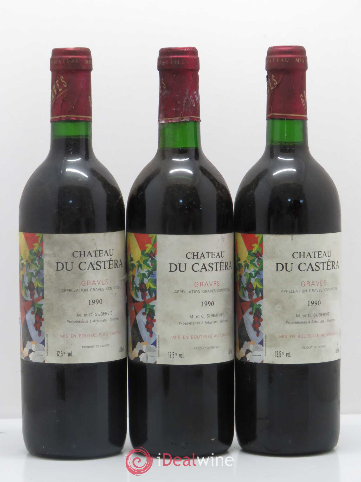 Graves Chateau Castéra 1990 - Lot de 5 bouteilles - 1
