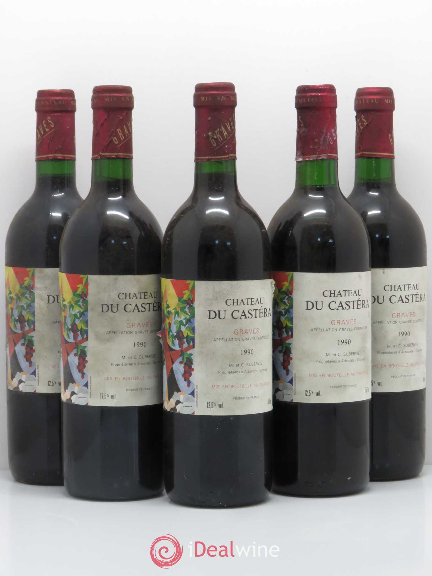 Graves Chateau Castéra 1990 - Lot de 5 bouteilles - 0