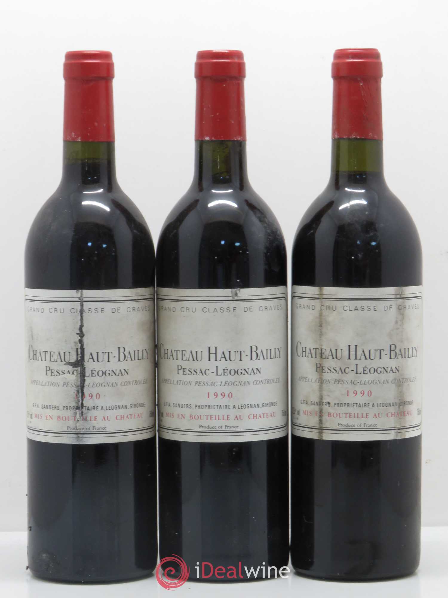 Château Haut-Bailly Cru Classé de Graves 1990 - Lot de 3 bouteilles - 0
