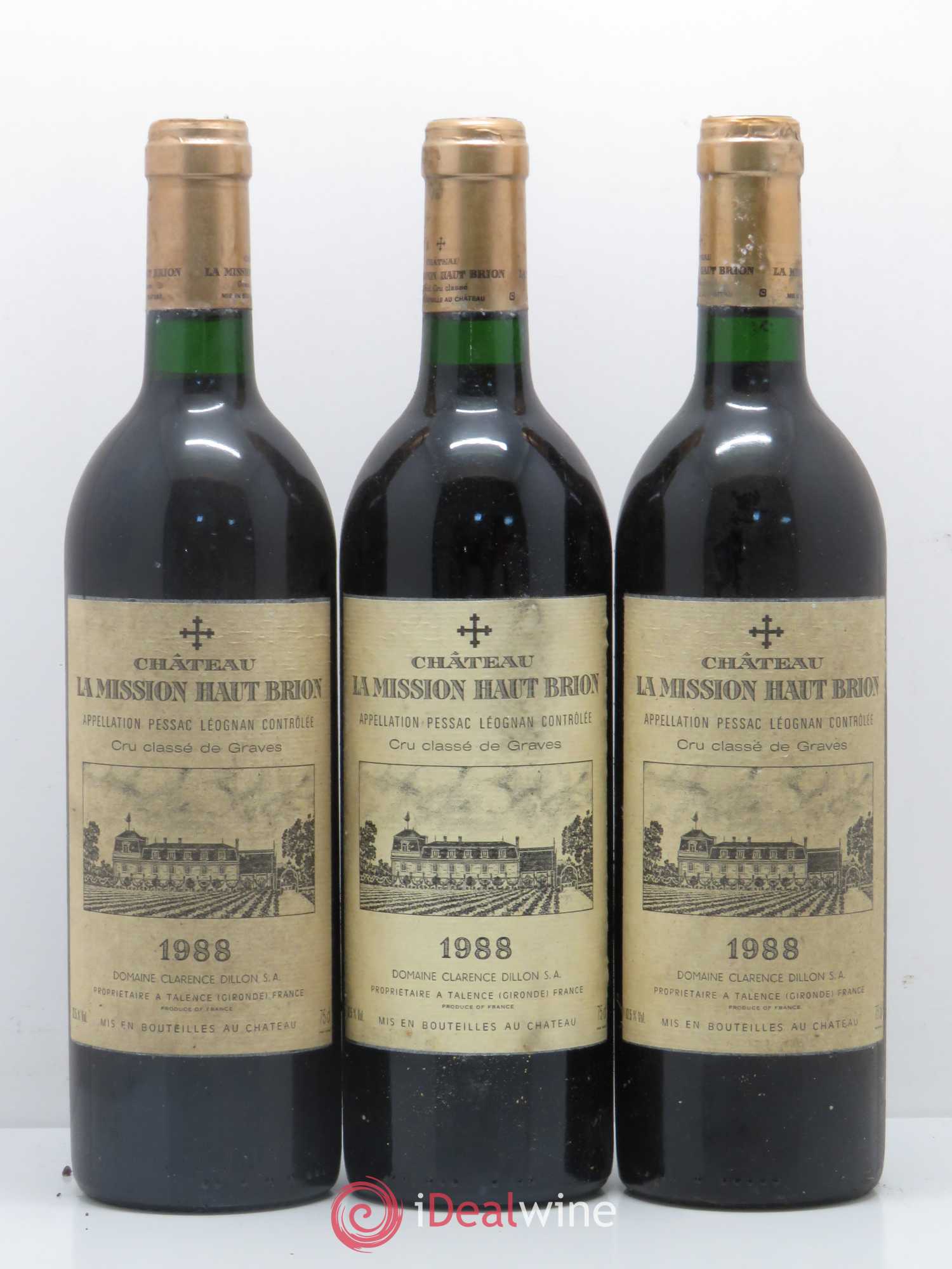 Château la Mission Haut-Brion Cru Classé de Graves 1988 - Lot de 3 bouteilles - 0