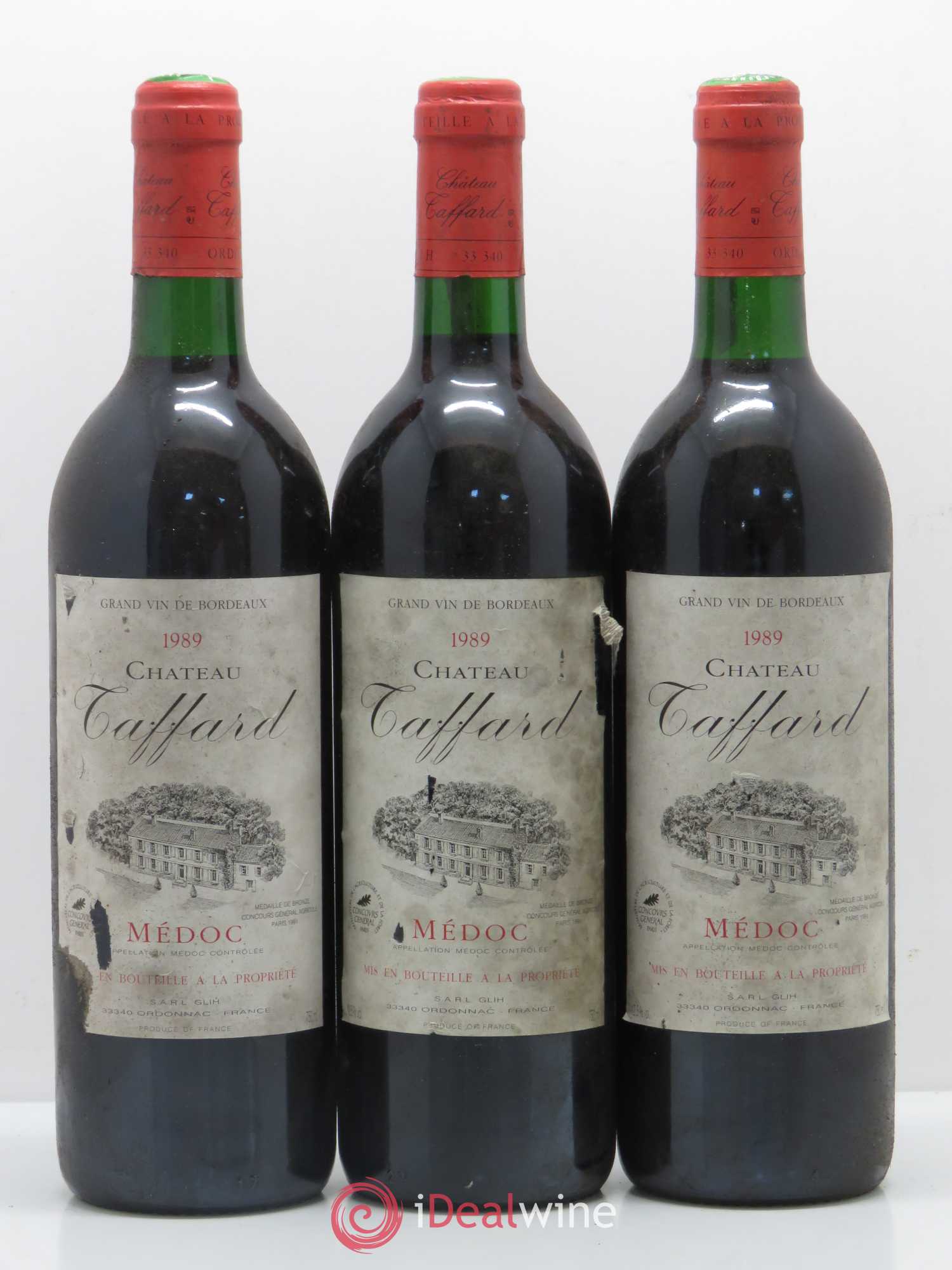 Médoc Chateau Taffard 1989 - Lot de 3 bouteilles - 0