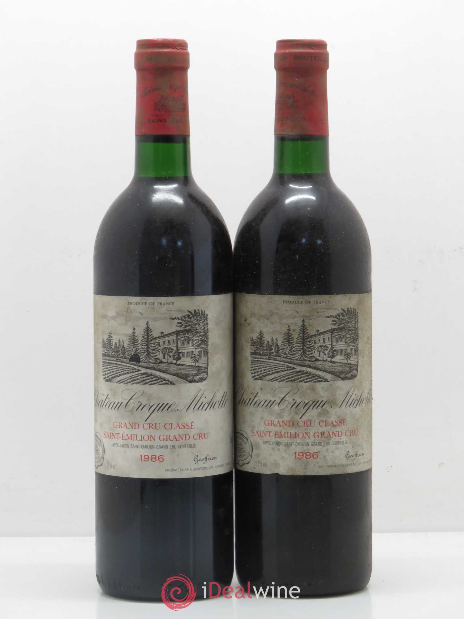Château Croque Michotte 1986 - Lot de 5 bouteilles - 2